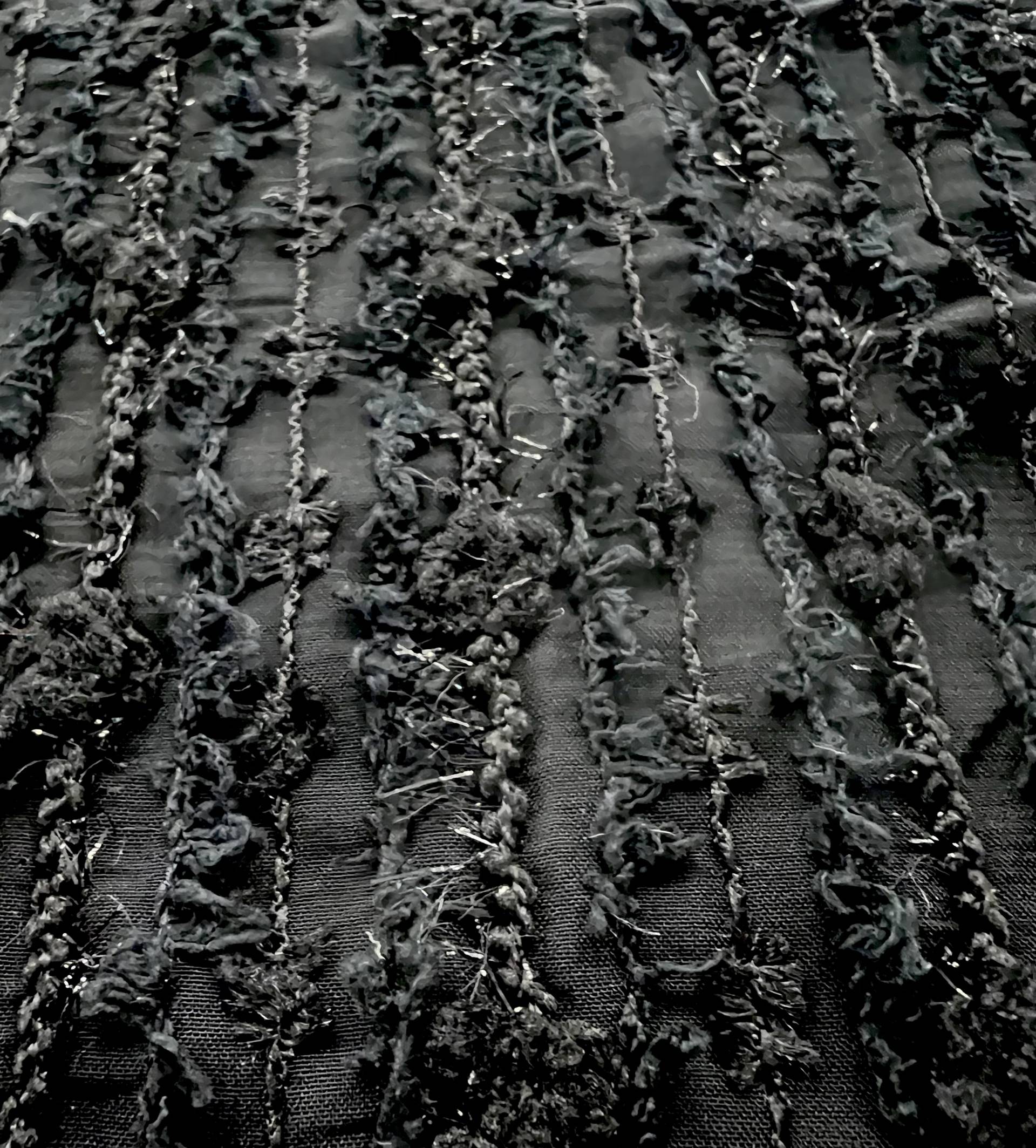 Chenille with Lurex on Polyester Chiffon in Black