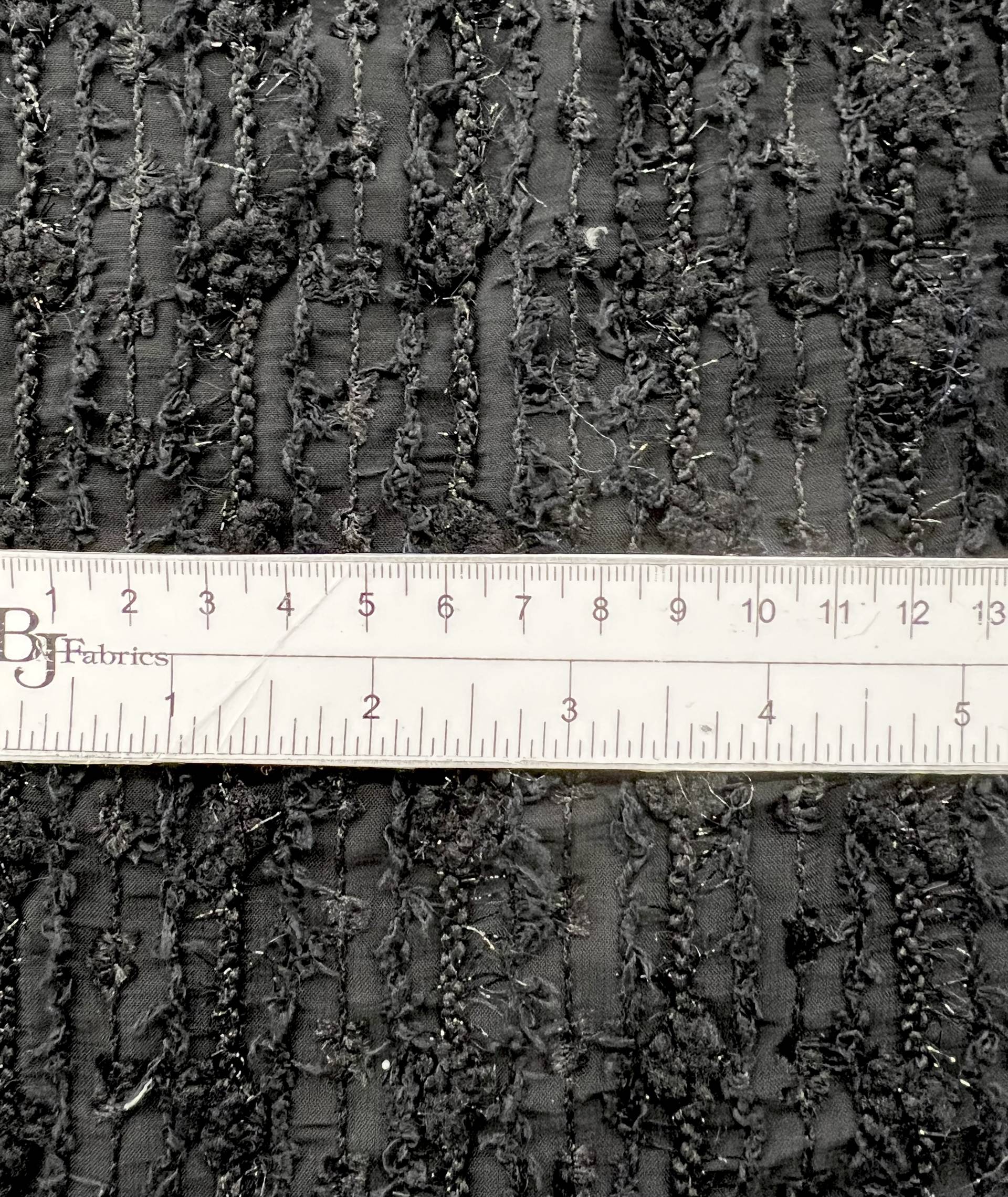 Chenille with Lurex on Polyester Chiffon in Black