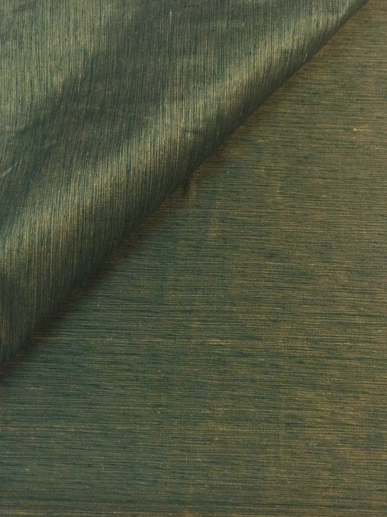 Heathered Silk Shantung in Green/Natural