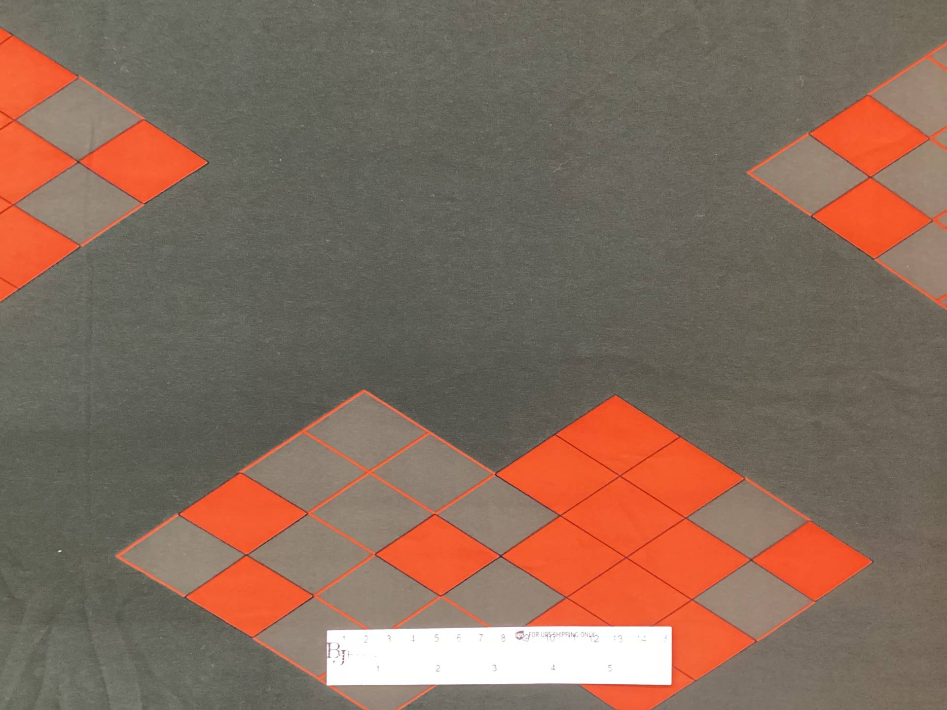 100% Washed Silk Crepe De Chine Argyle Printed in Hunter Green Ground with Orange