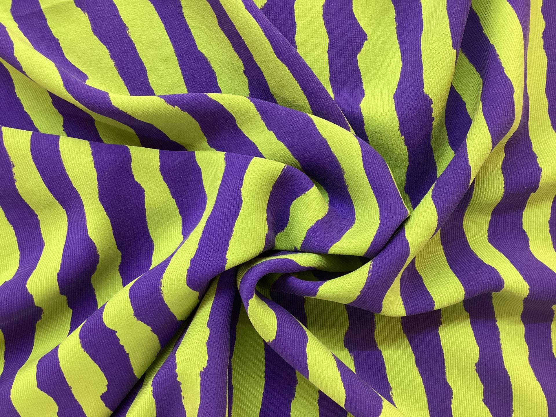 100% Silk Tissue Faille Print in Lime & Purple