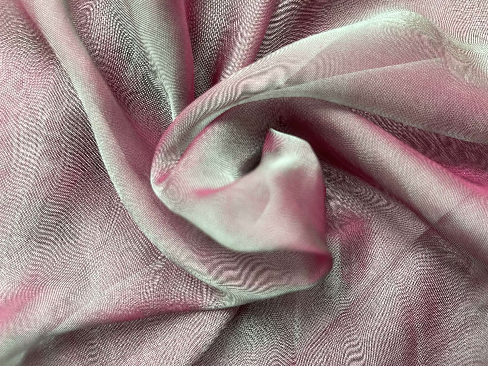 Iridescent Pure Silk Chiffon In Aqua Marine & Fuchsia