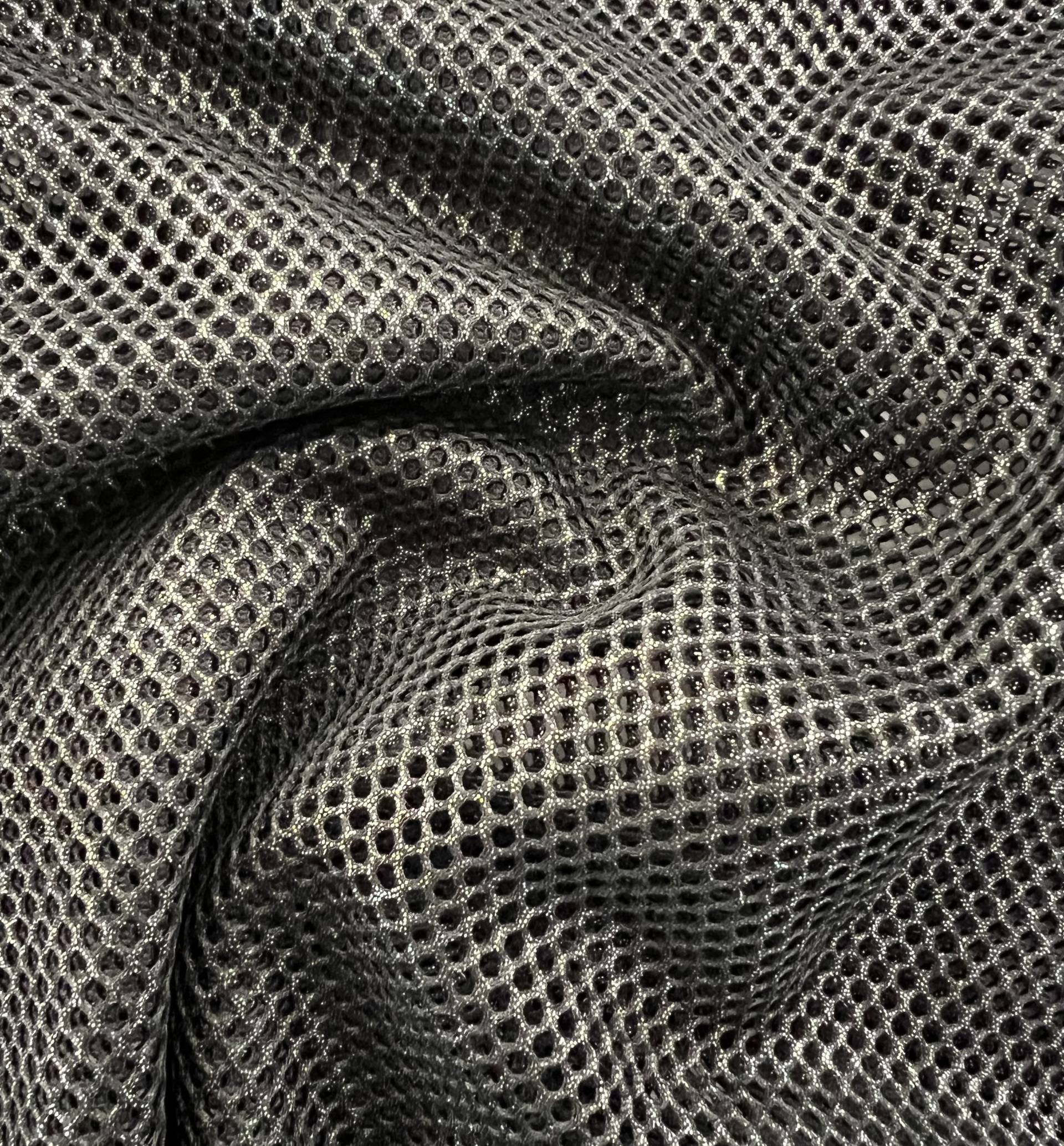 Metallic Silver Foiled Mesh in Black