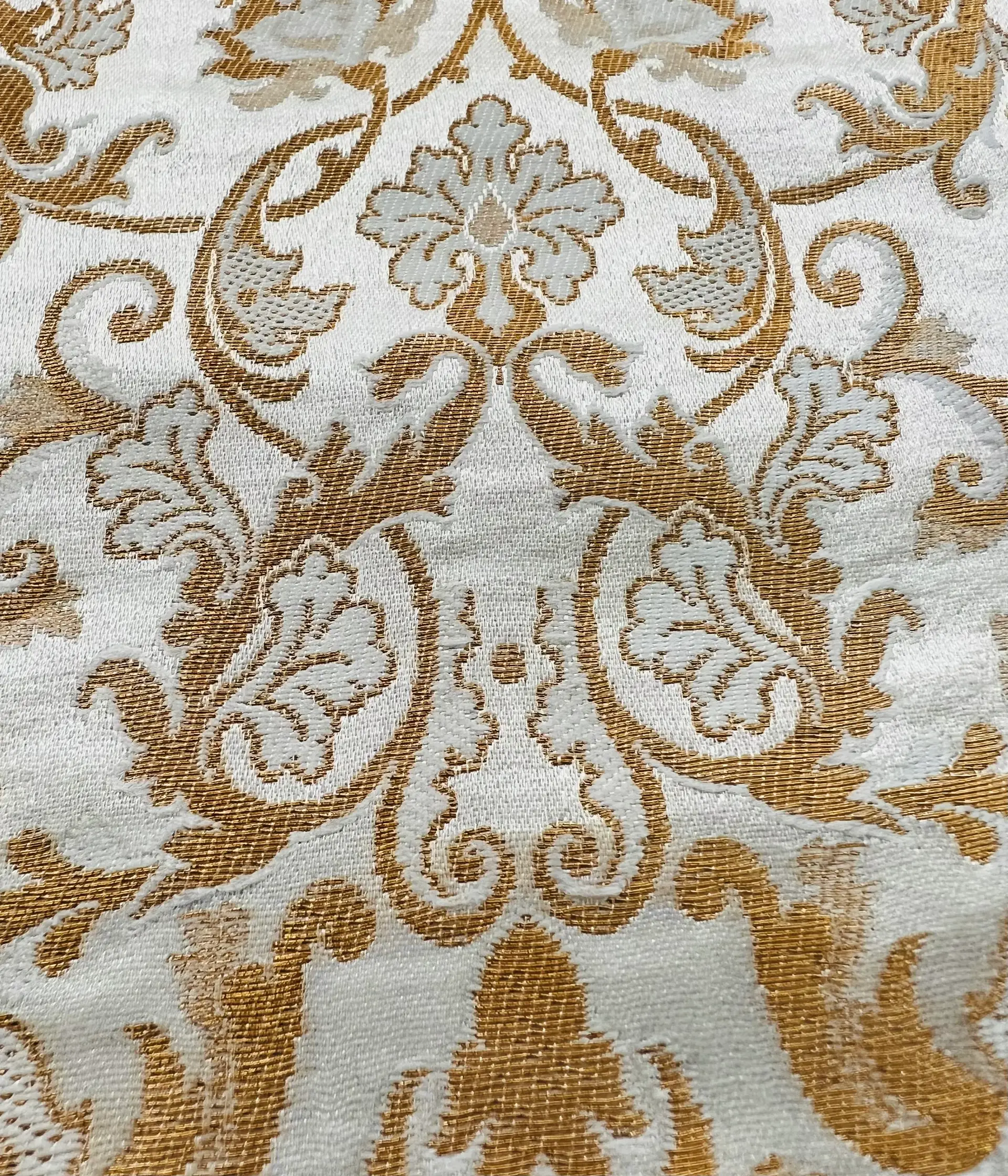 Metallic Brocade in White with Gold