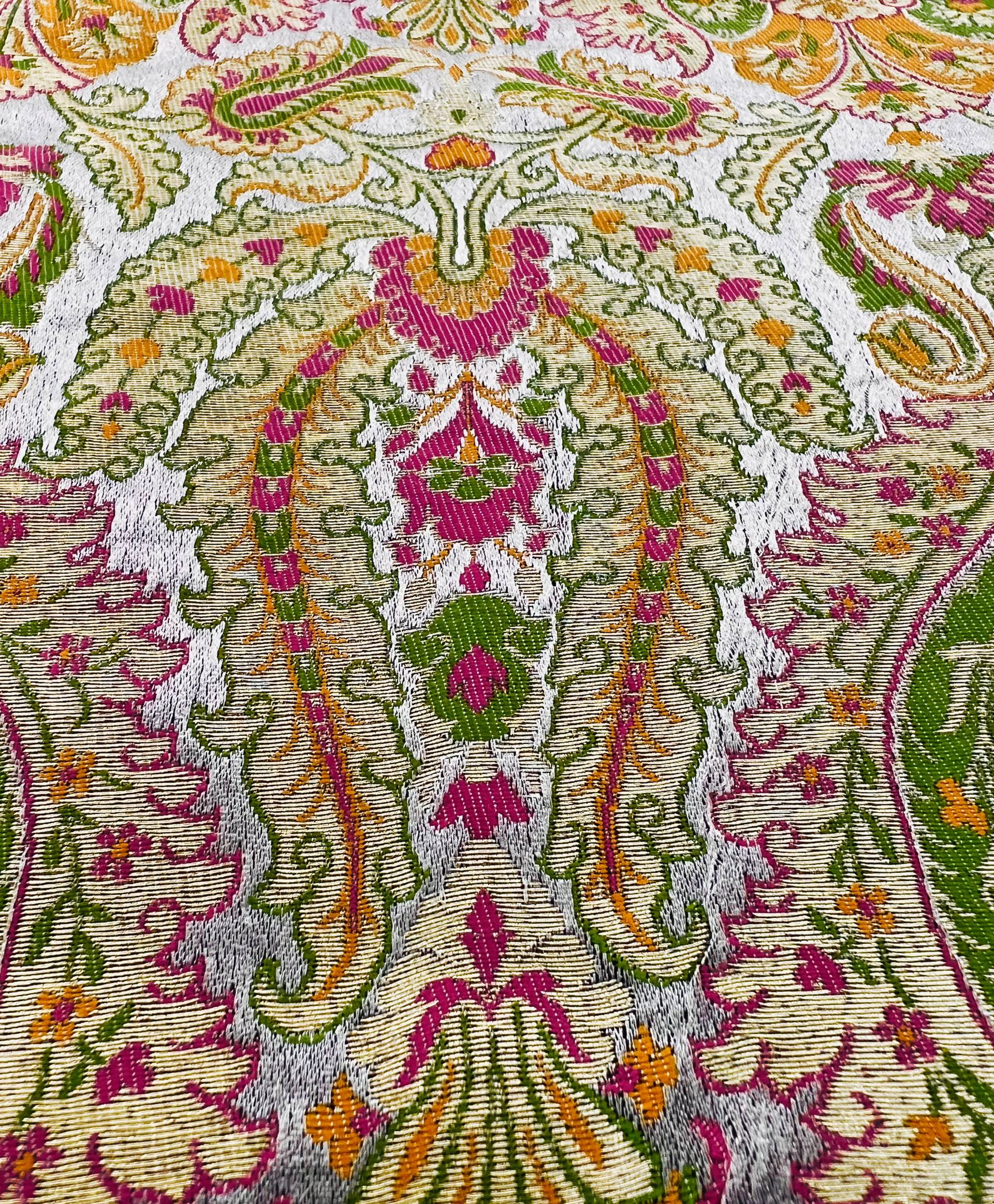 Metallic Brocade in Grey with Fuchsia & Jewel Tone
