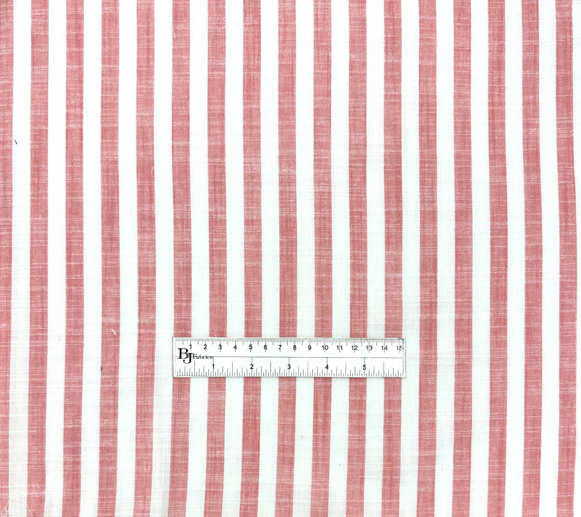 Sustainable Linen Look Cotton Stripe in Coral