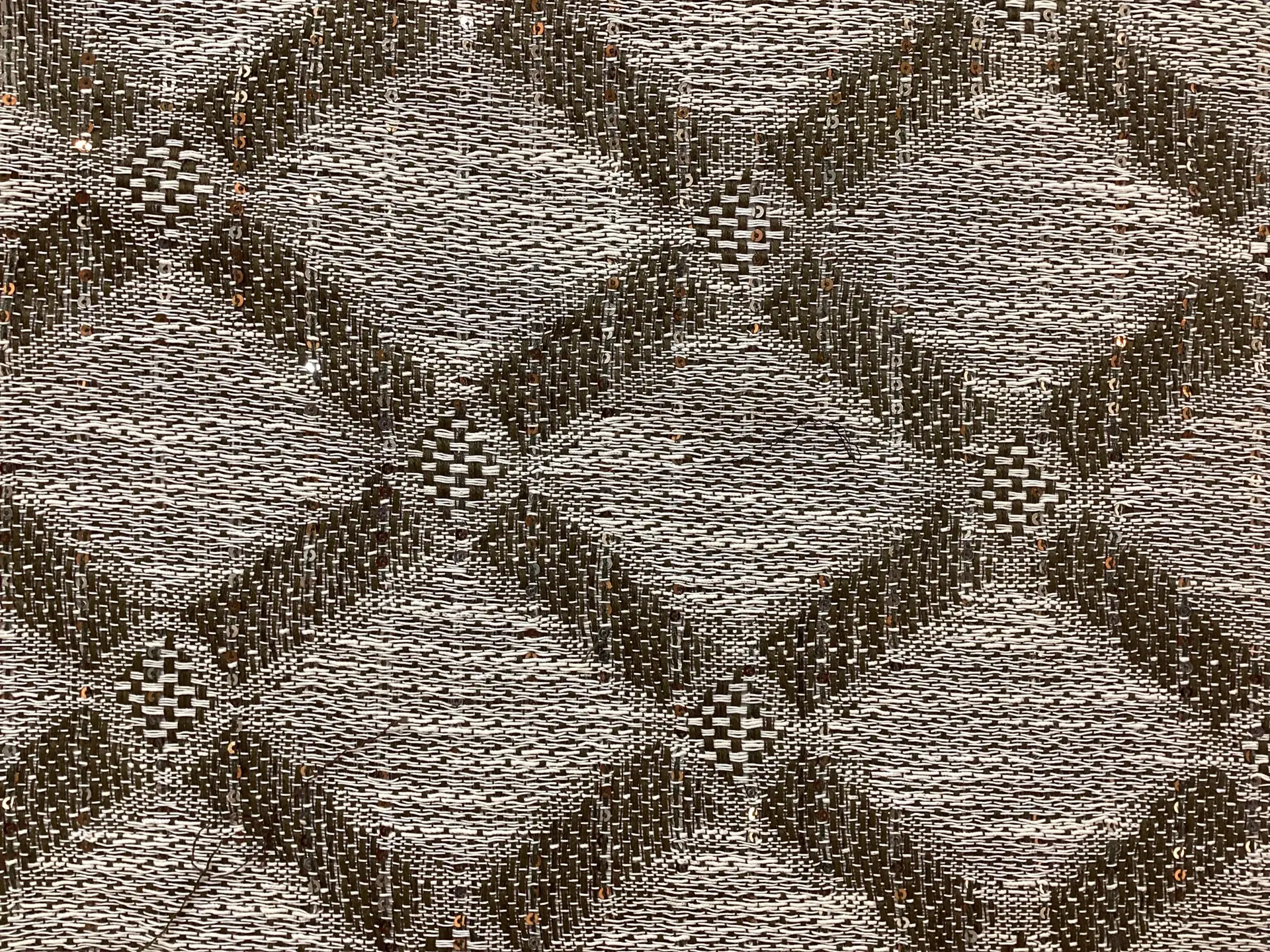 Linen Blend Double Face Sequined Geometric in Straw