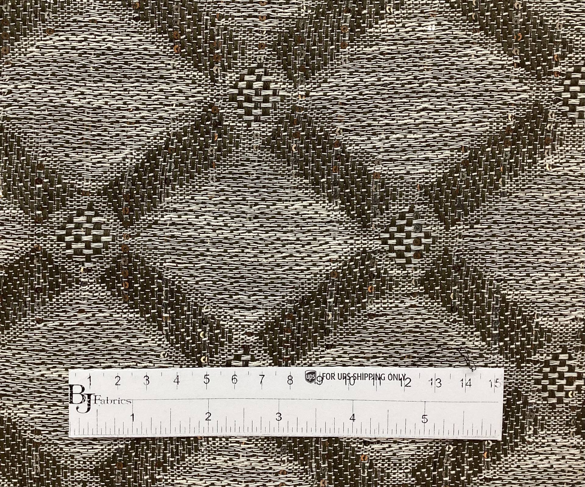 Linen Blend Double Face Sequined Geometric in Straw