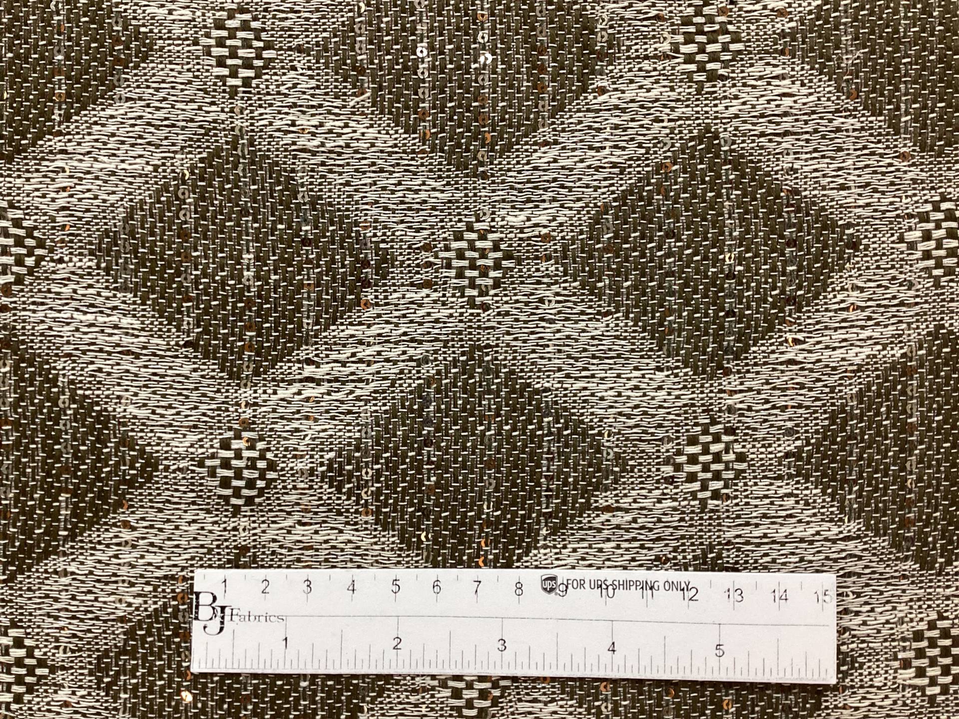 Linen Blend Double Face Sequined Geometric in Straw
