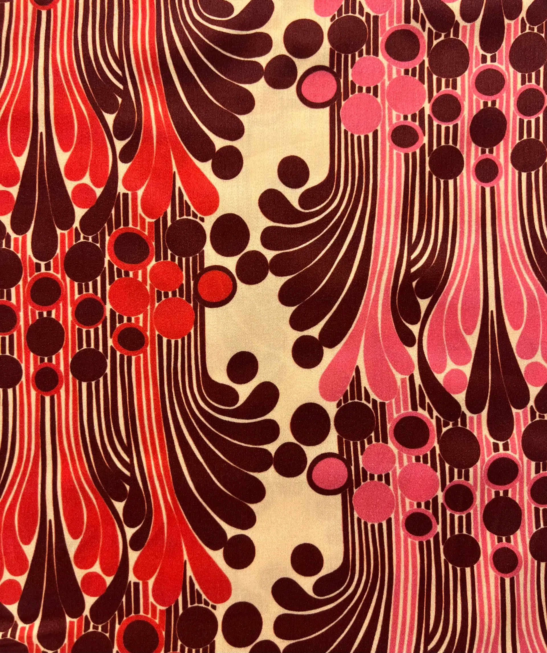 Printed Viscose Challis Sateen on Cream Ground
