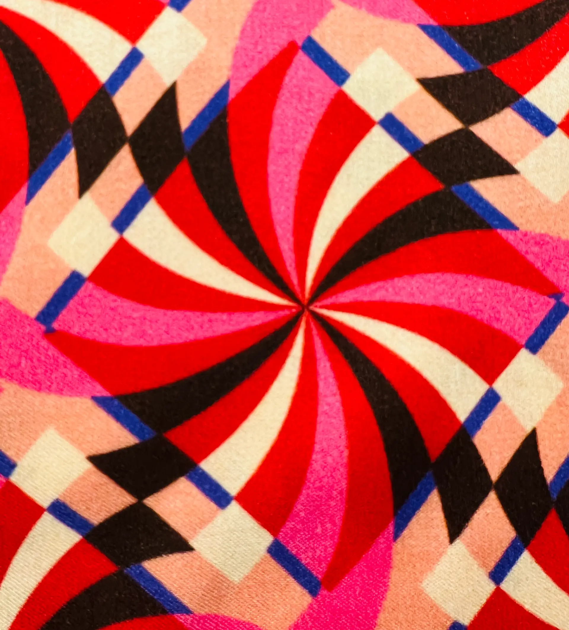 Printed Viscose Challis Sateen in Coral/Cream/Black
