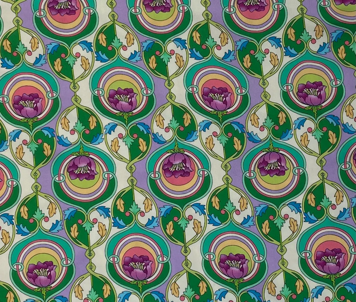 Made in Italy 100% Viscose Sateen Challis Print in Green