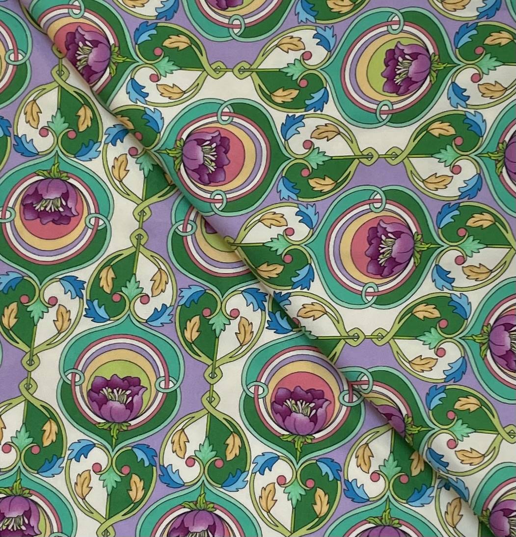 Made in Italy 100% Viscose Sateen Challis Print in Green