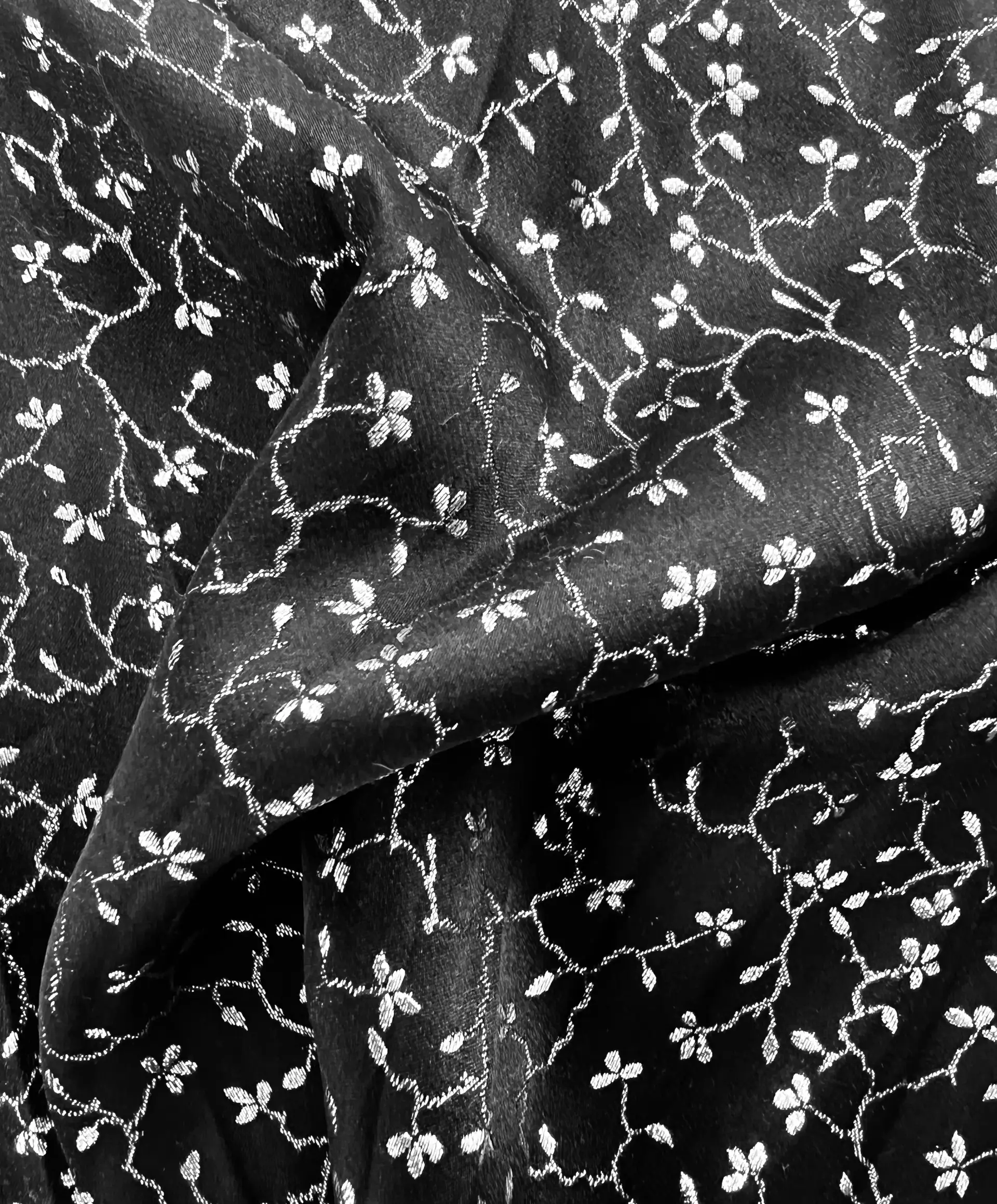 Metallic Silk Jacquard in Black & Silver