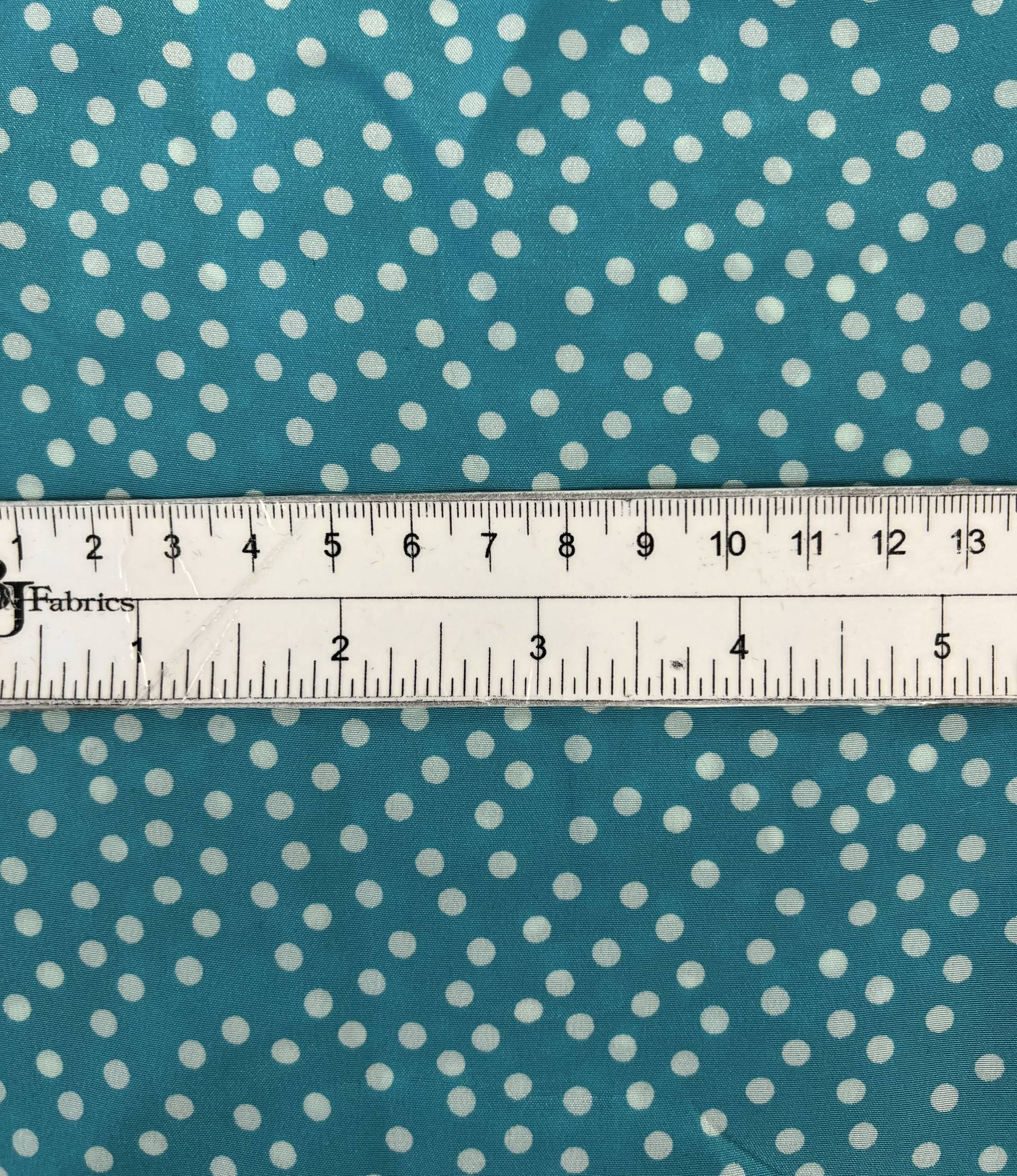 Printed Silk Crepe de Chine in Aqua Blue & White Dots