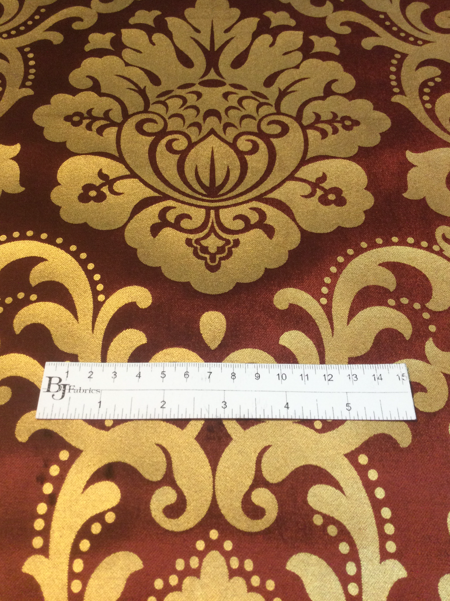 Press Printed Cotton Velvet in Burgundy w/ Gold
