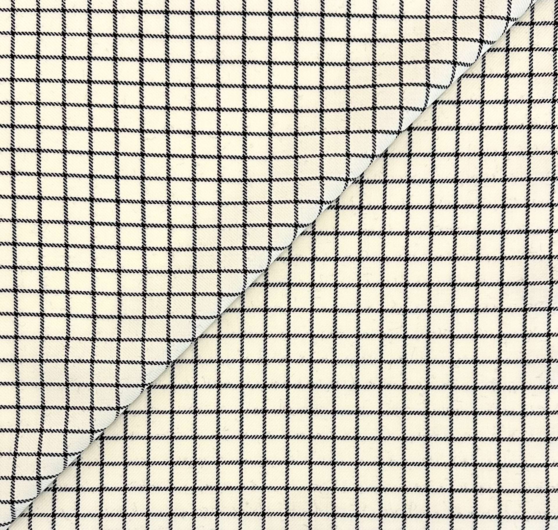 Italian Wool Windowpane Suiting in White and Black