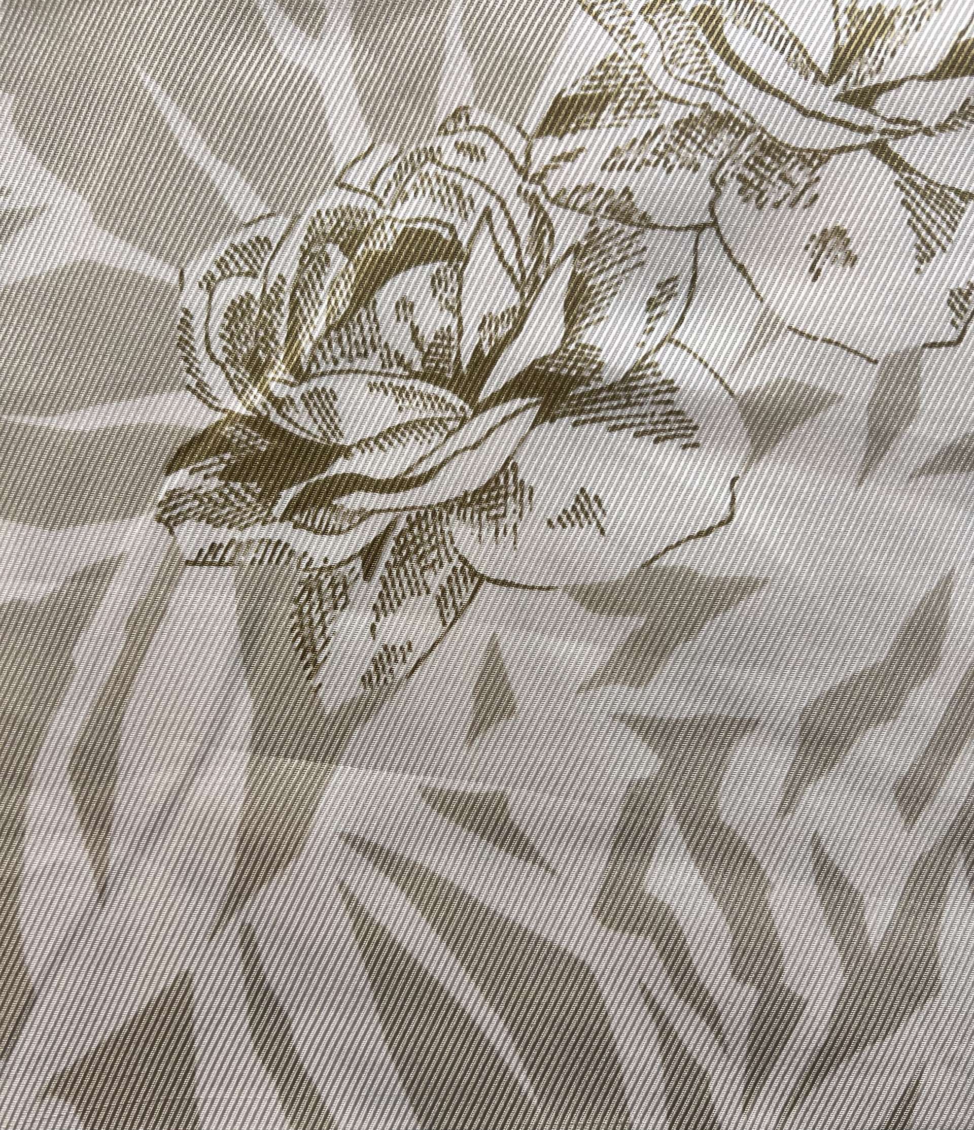 Printed Silk Twill with Light Olive Rose