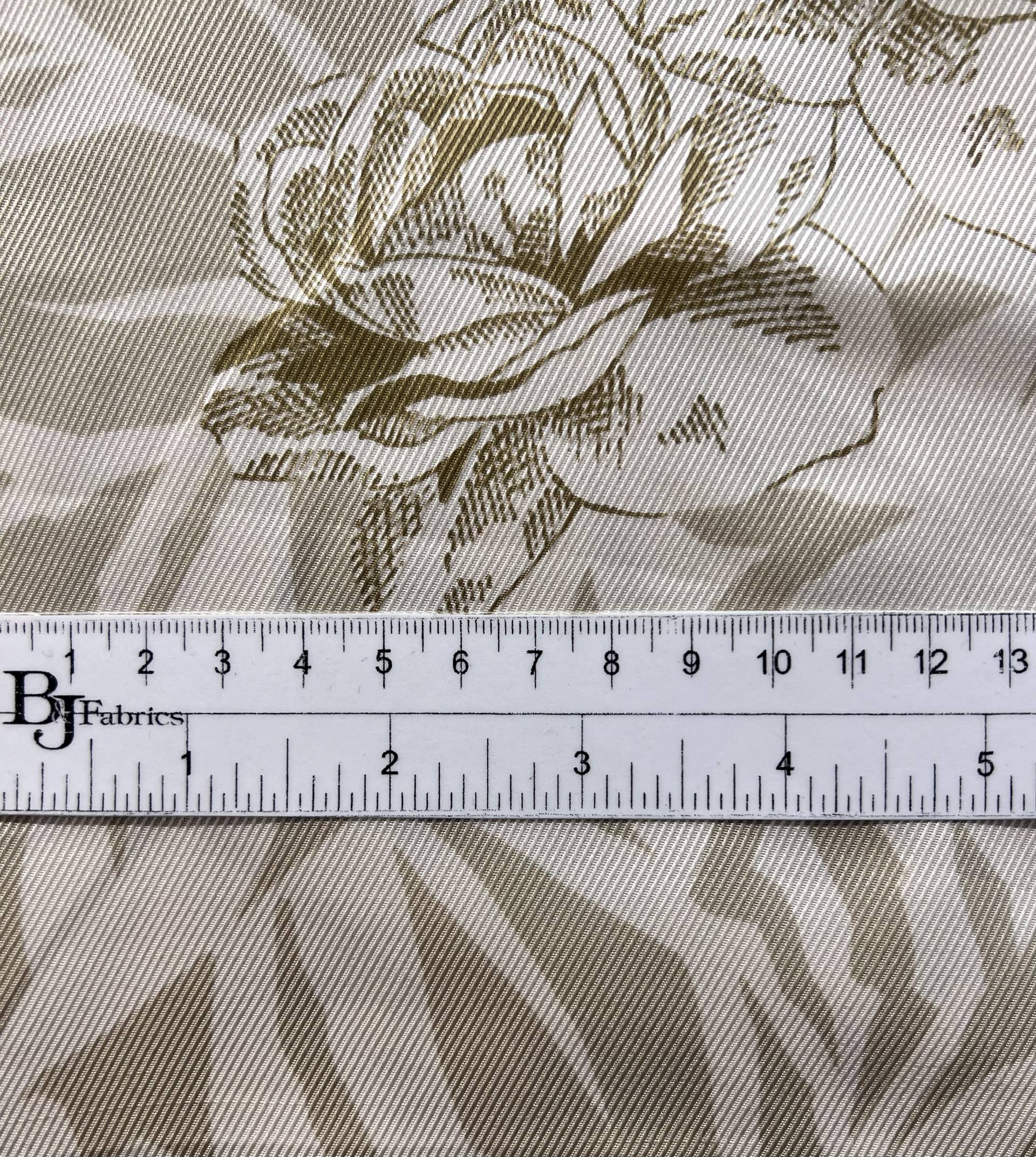 Printed Silk Twill with Light Olive Rose