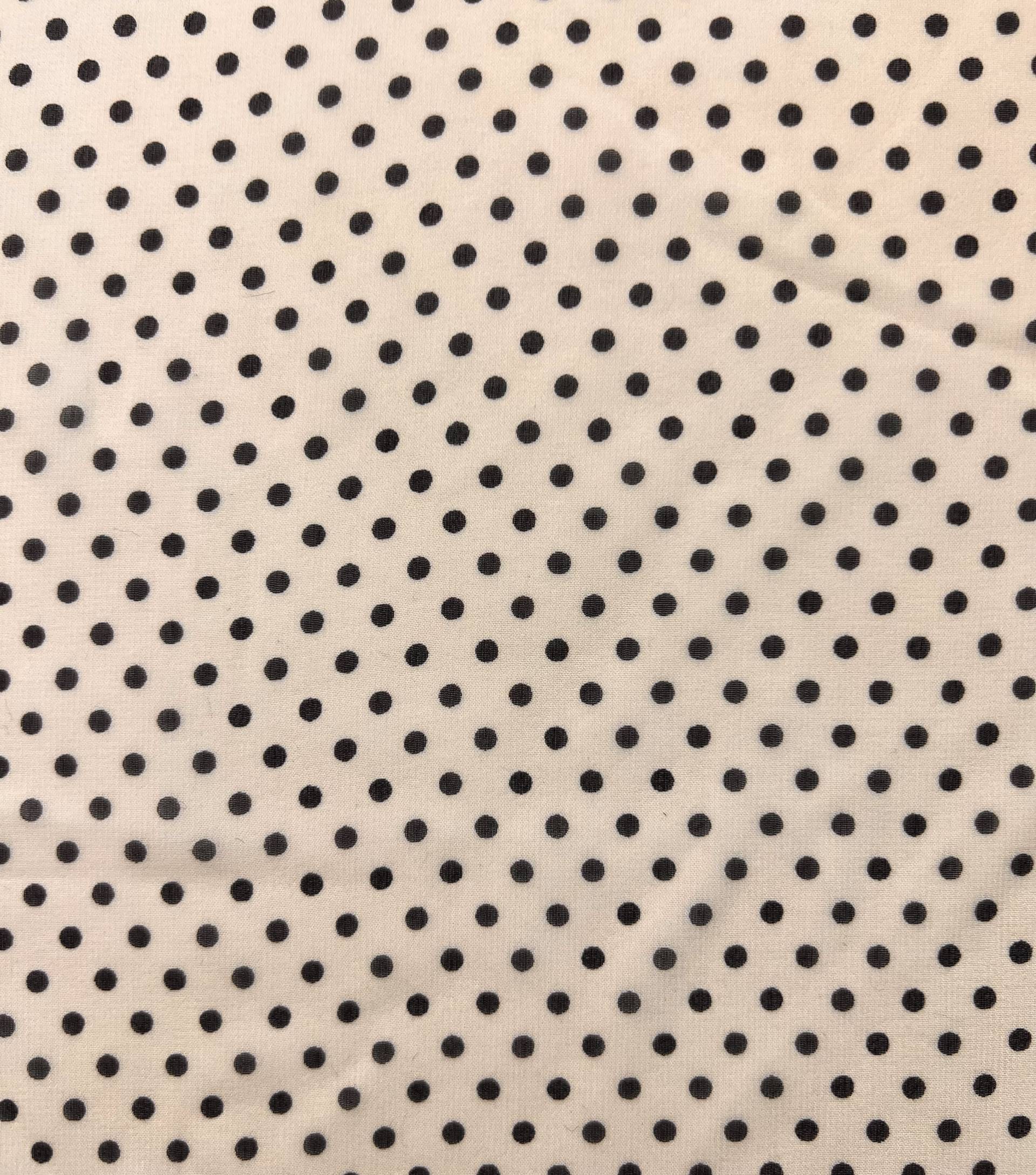 Printed Silk Chiffon Cream and Black Dots