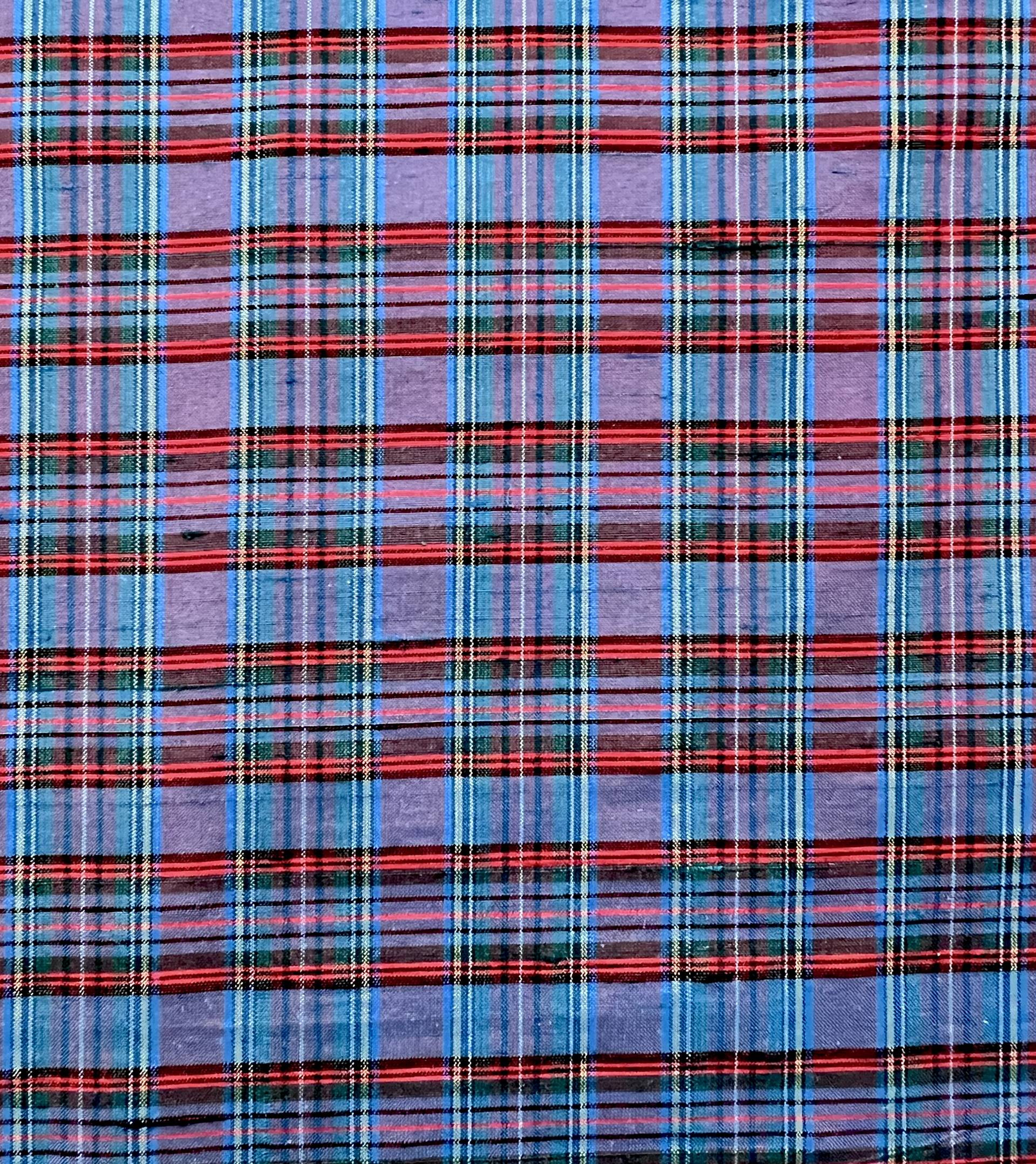 Plaid Silk Shantung in Purple/Red