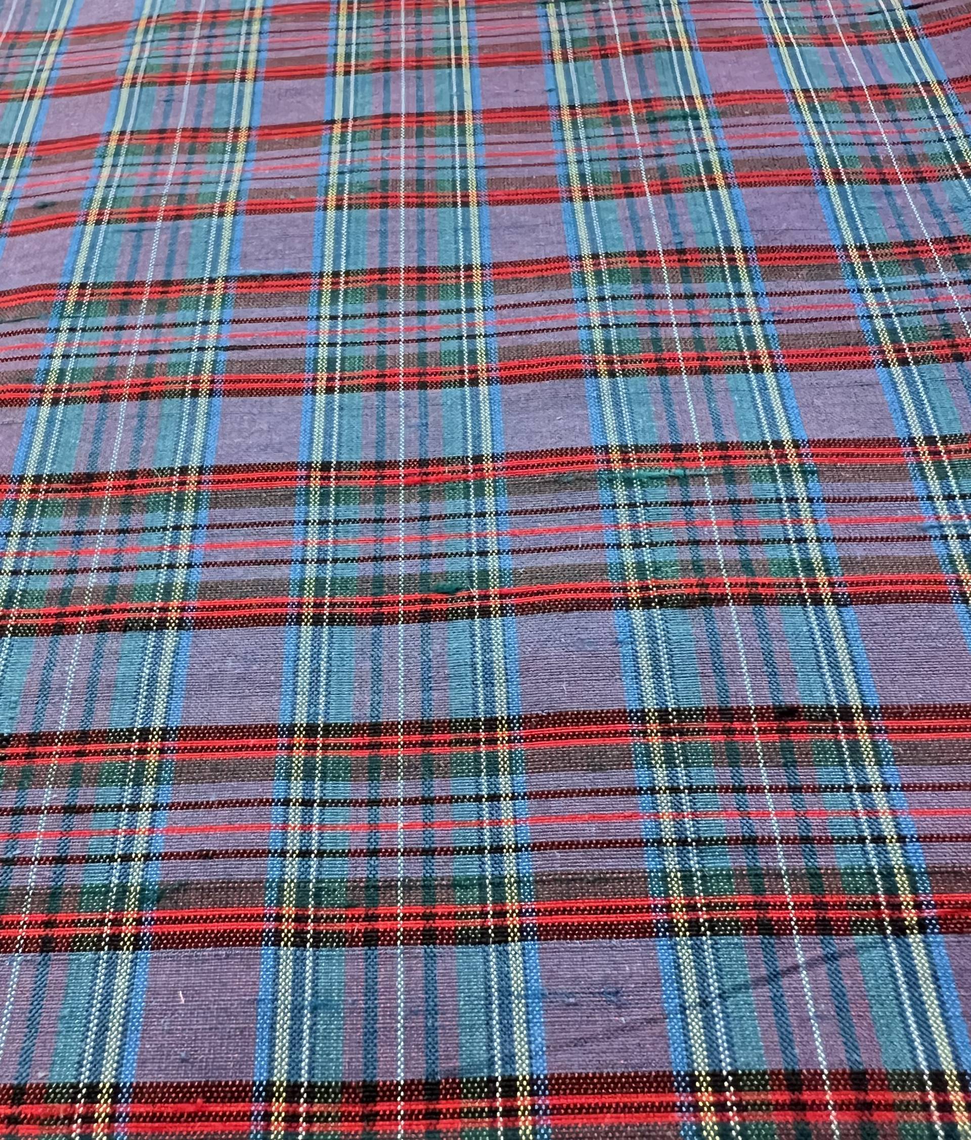 Plaid Silk Shantung in Purple/Red