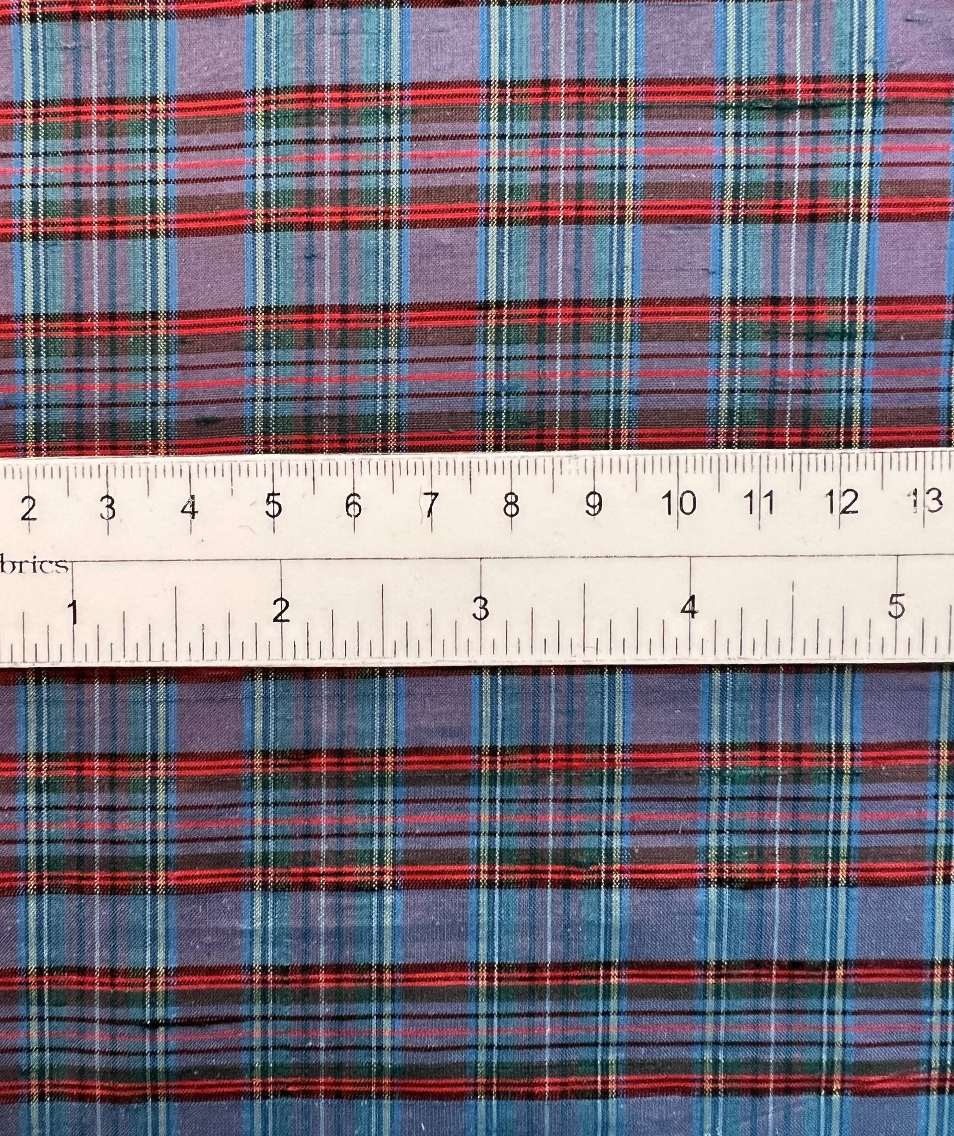 Plaid Silk Shantung in Purple/Red