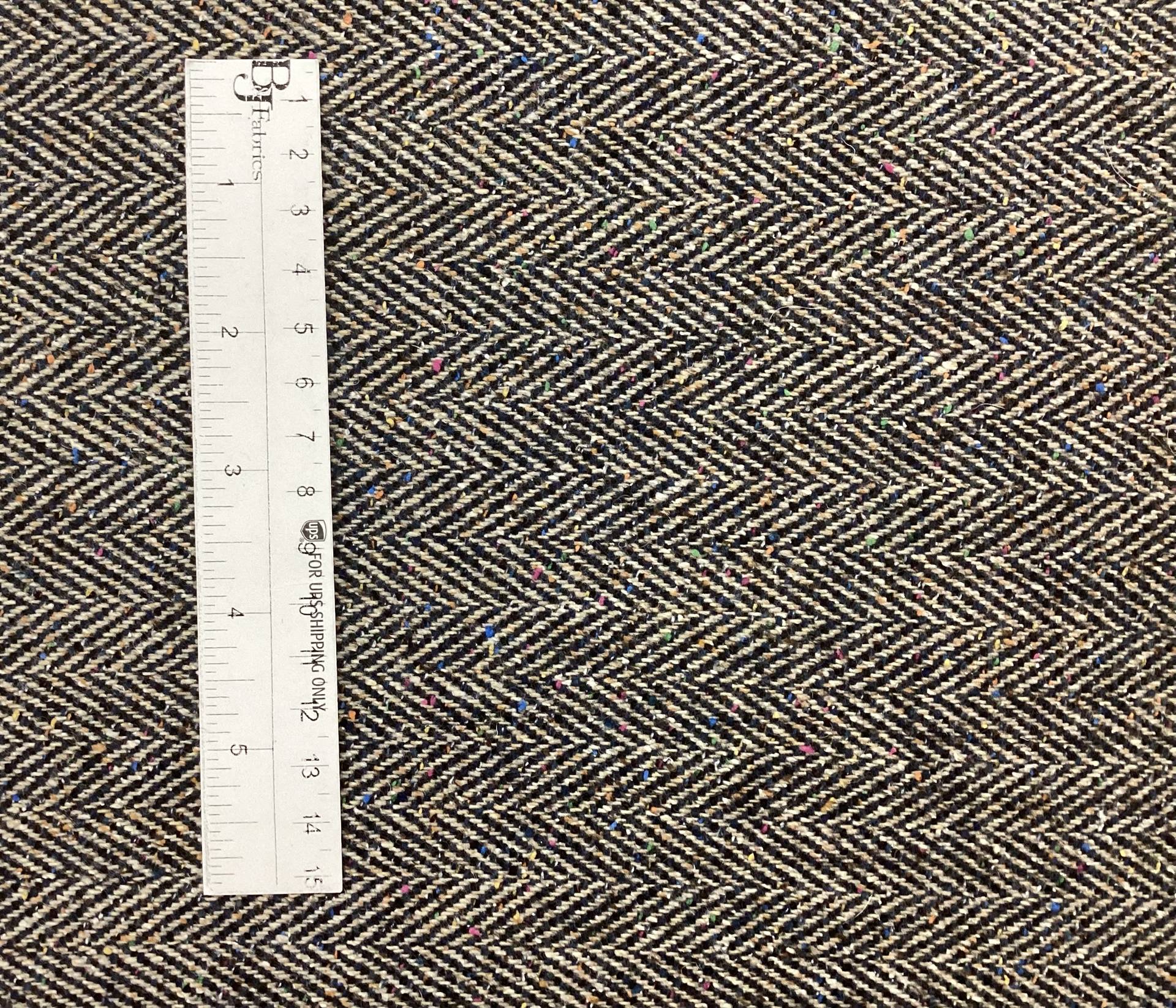 Made in Italy 100% Wool Herringbone Tweed In Navy, Tan & Multi Colours Drop