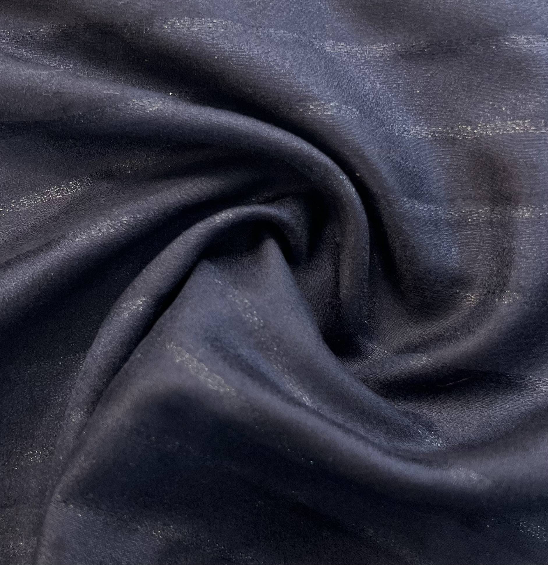 Made in Italy Silk/Metallic Jacquard Stripe in Navy
