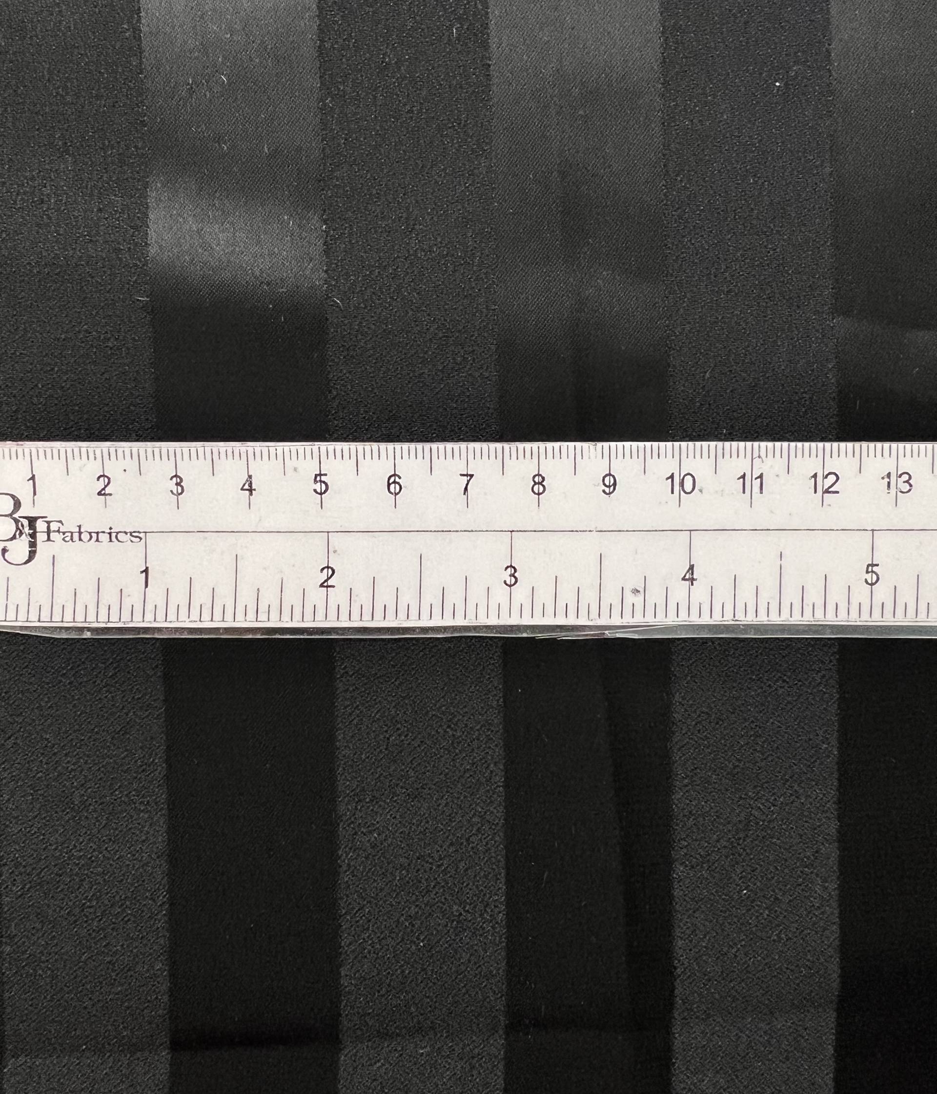 Japanese Triacetate/Polyester Crepe Satin Stripe Jacquard in Black