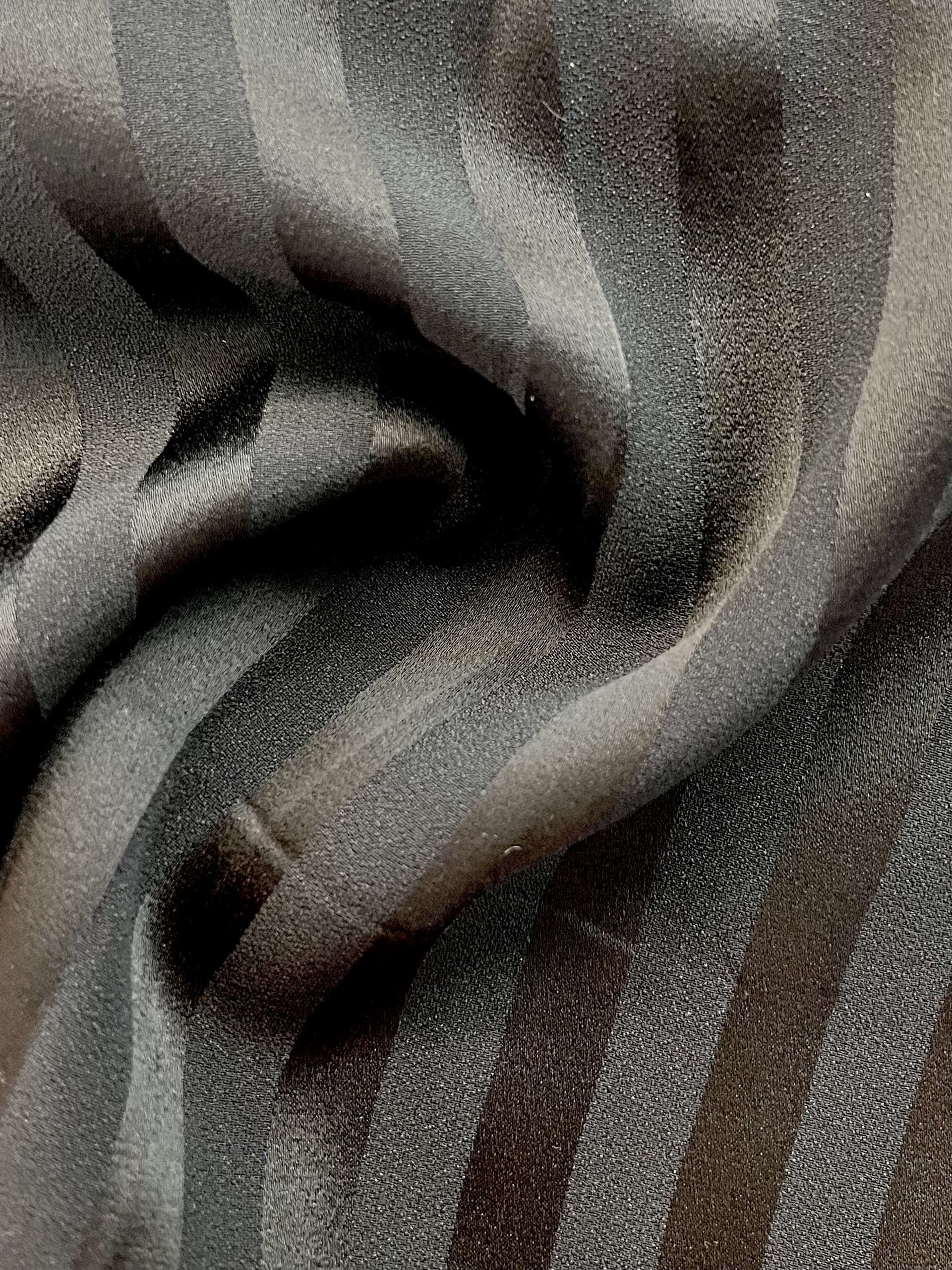 Japanese Triacetate Viscose Crepe Satin Stripe Jacquard in Navy