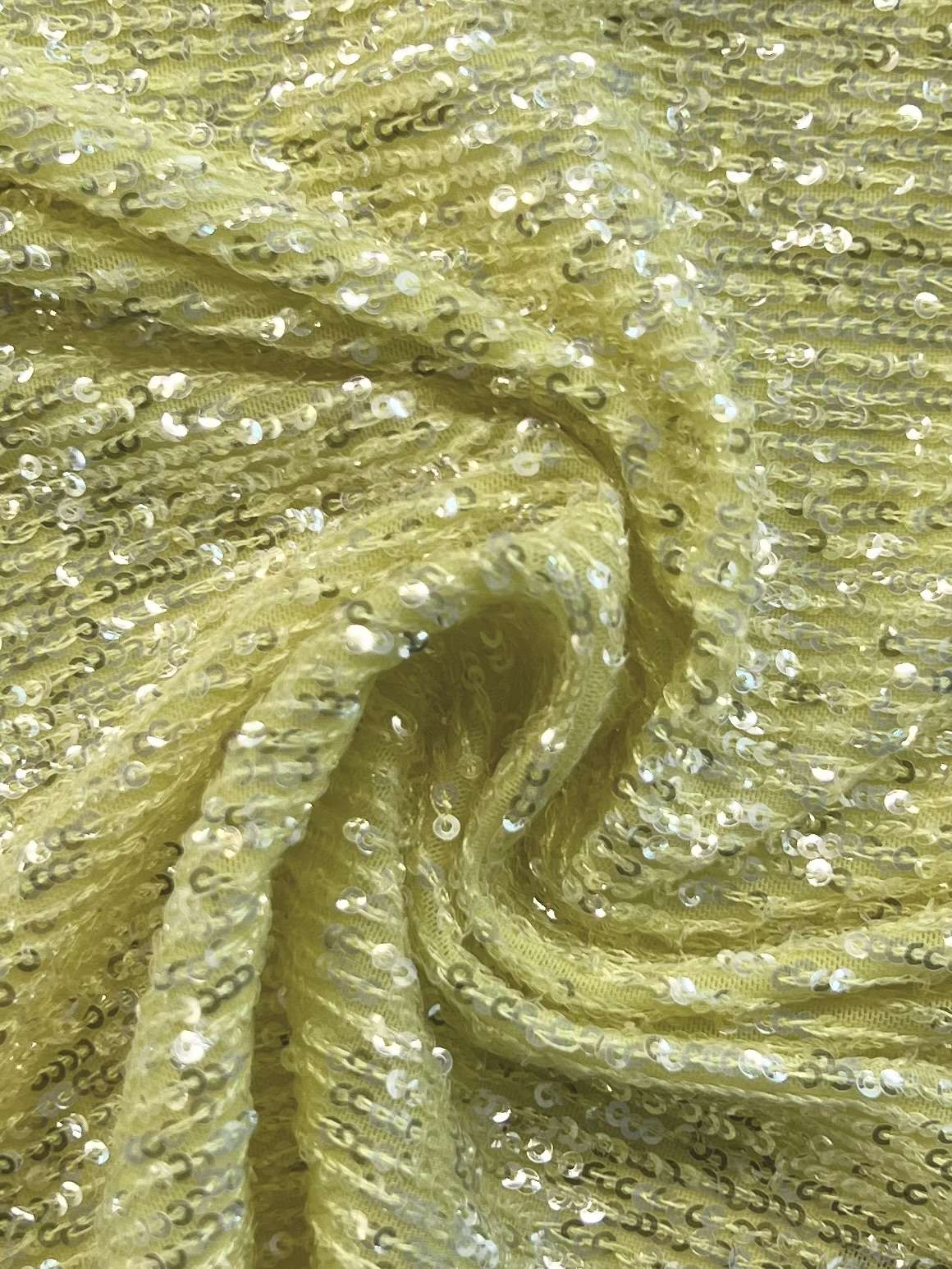 Mini Sequins on Stretch Tulle in Yellow