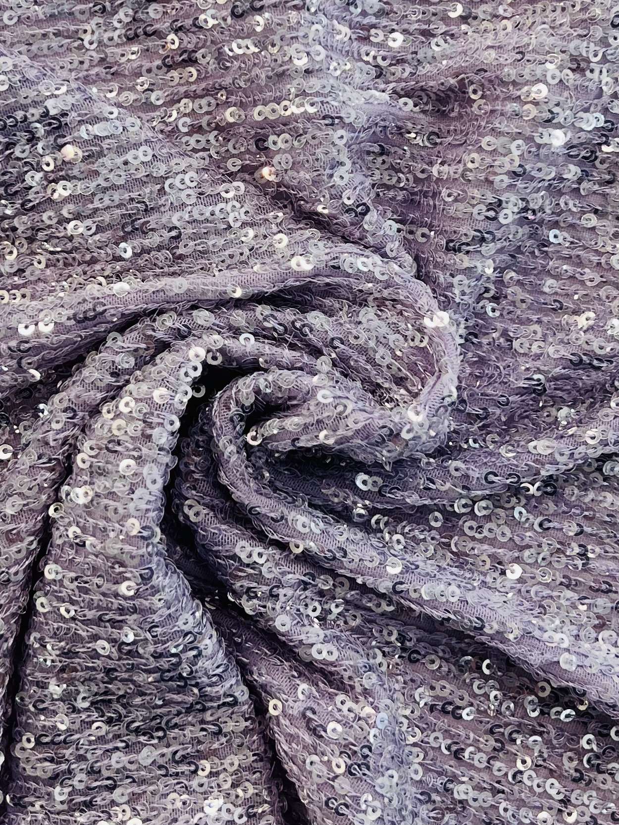 Mini Sequins on Stretch Tulle in Lavender