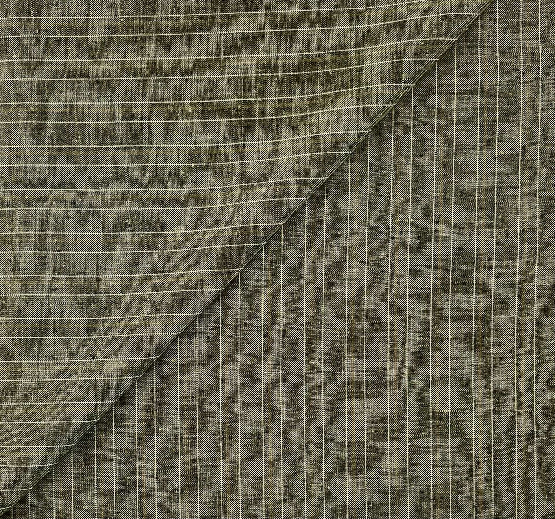 Striped Linen in Moss Green