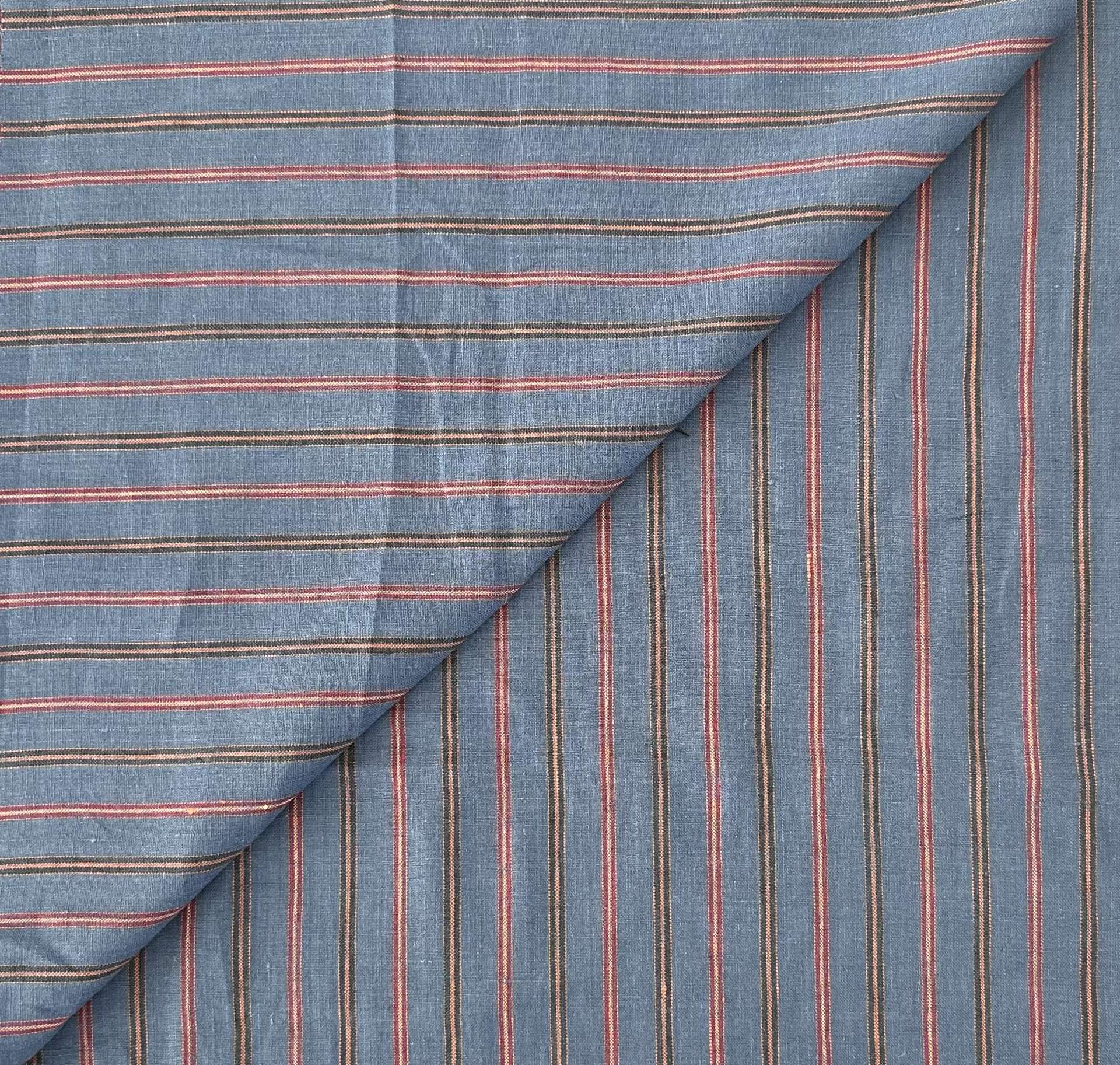 Striped Linen in Blue Red Multi