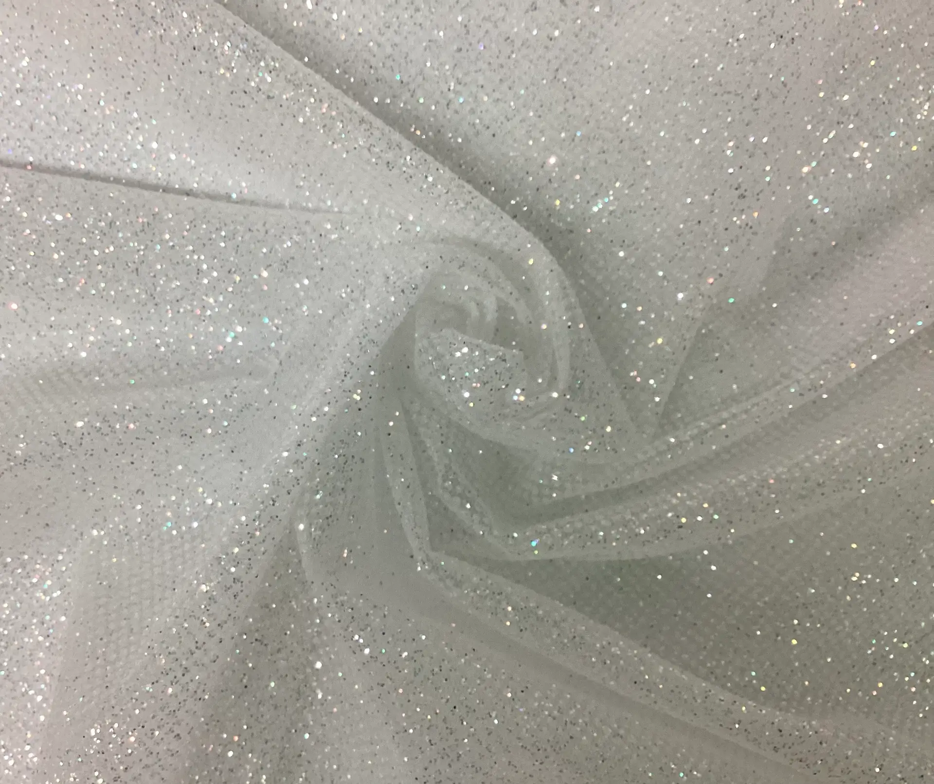 Glitter Mesh in White Iris