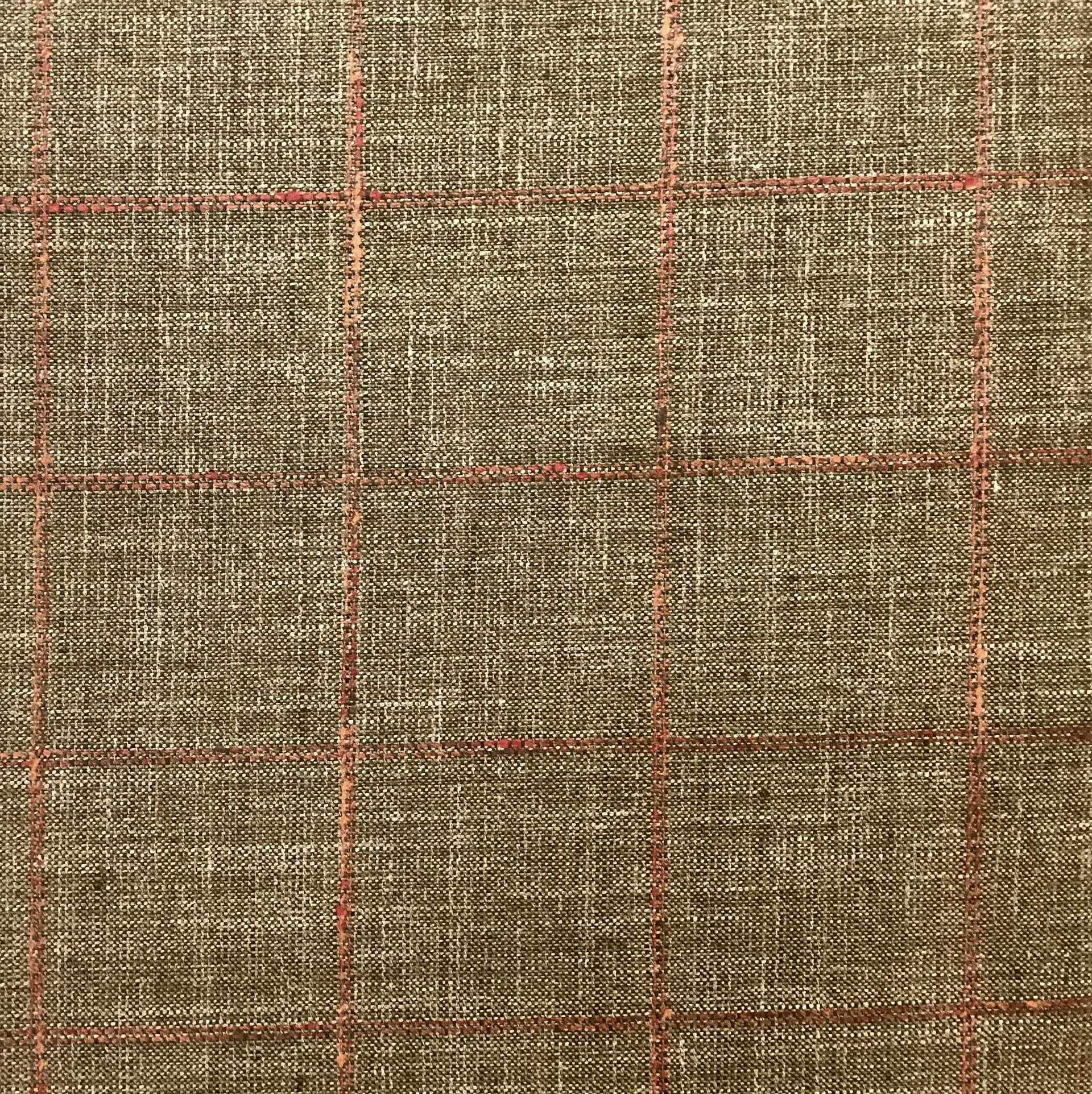 Italian Wool Silk Linen Windowpane Suiting in Olive