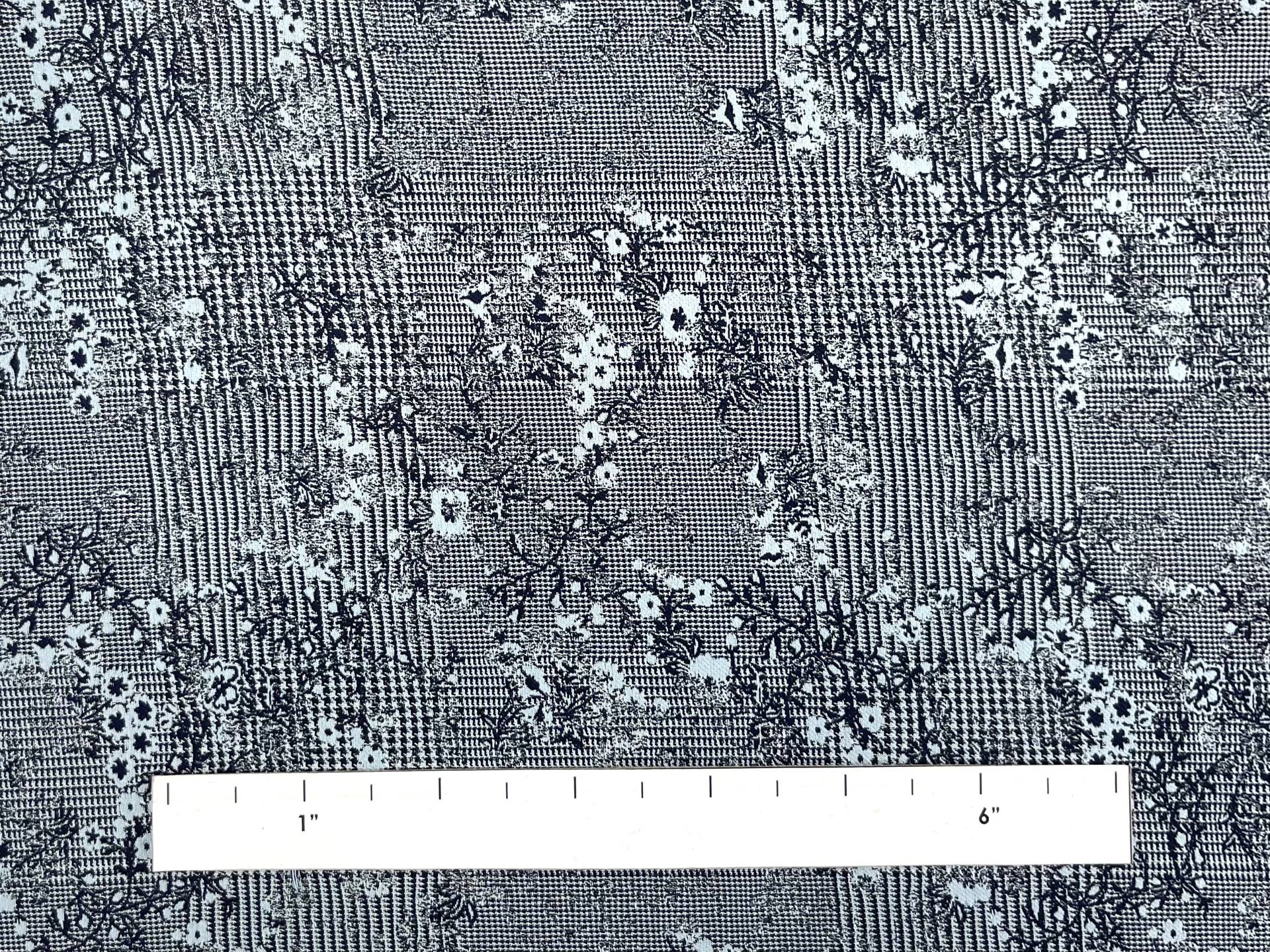 Stretch Cotton Brocade Small Floral Over Glen Plaid