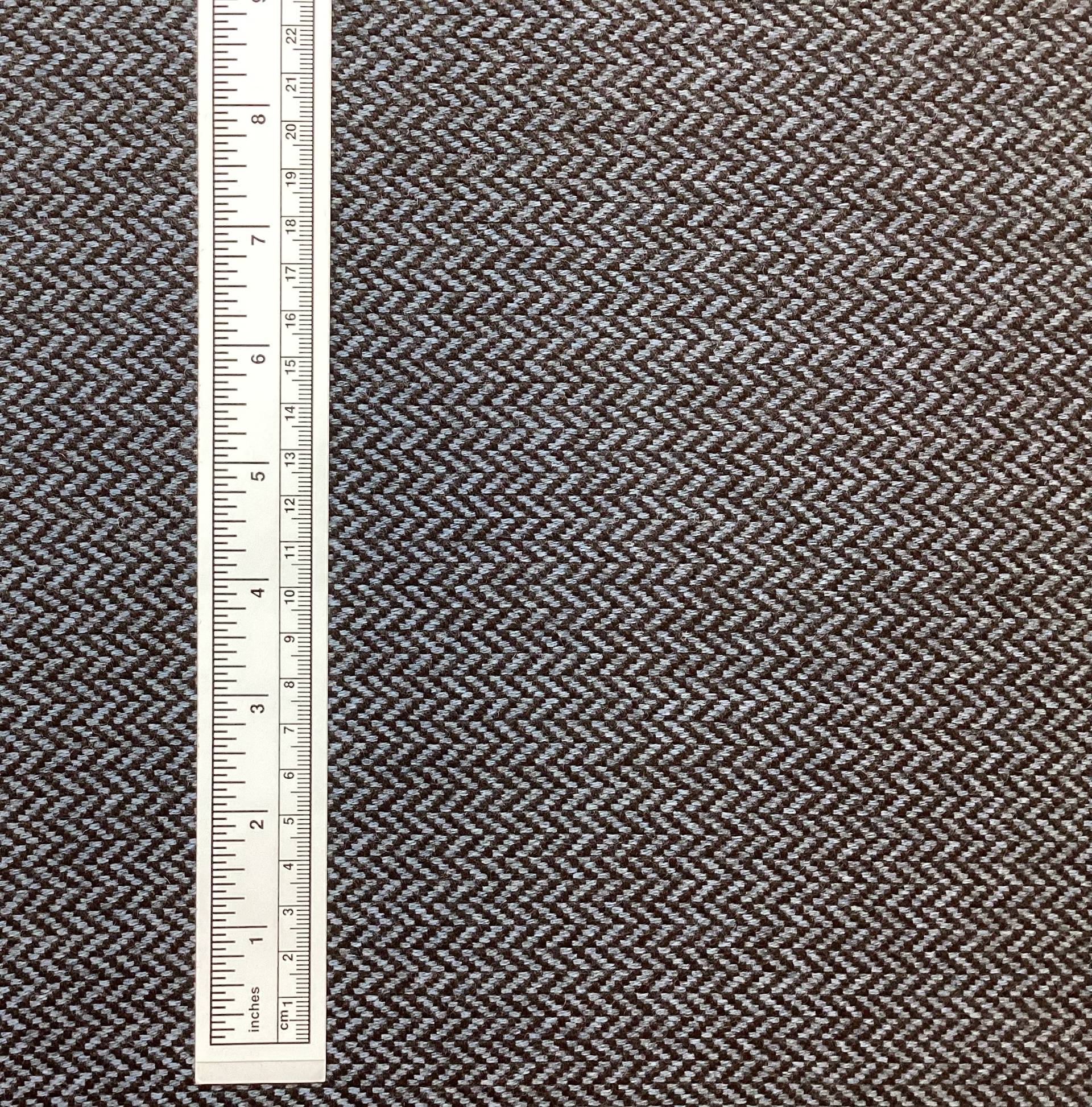 Made in USA 95% Wool 5% Cashmere Herringbone In French Blue & Brown