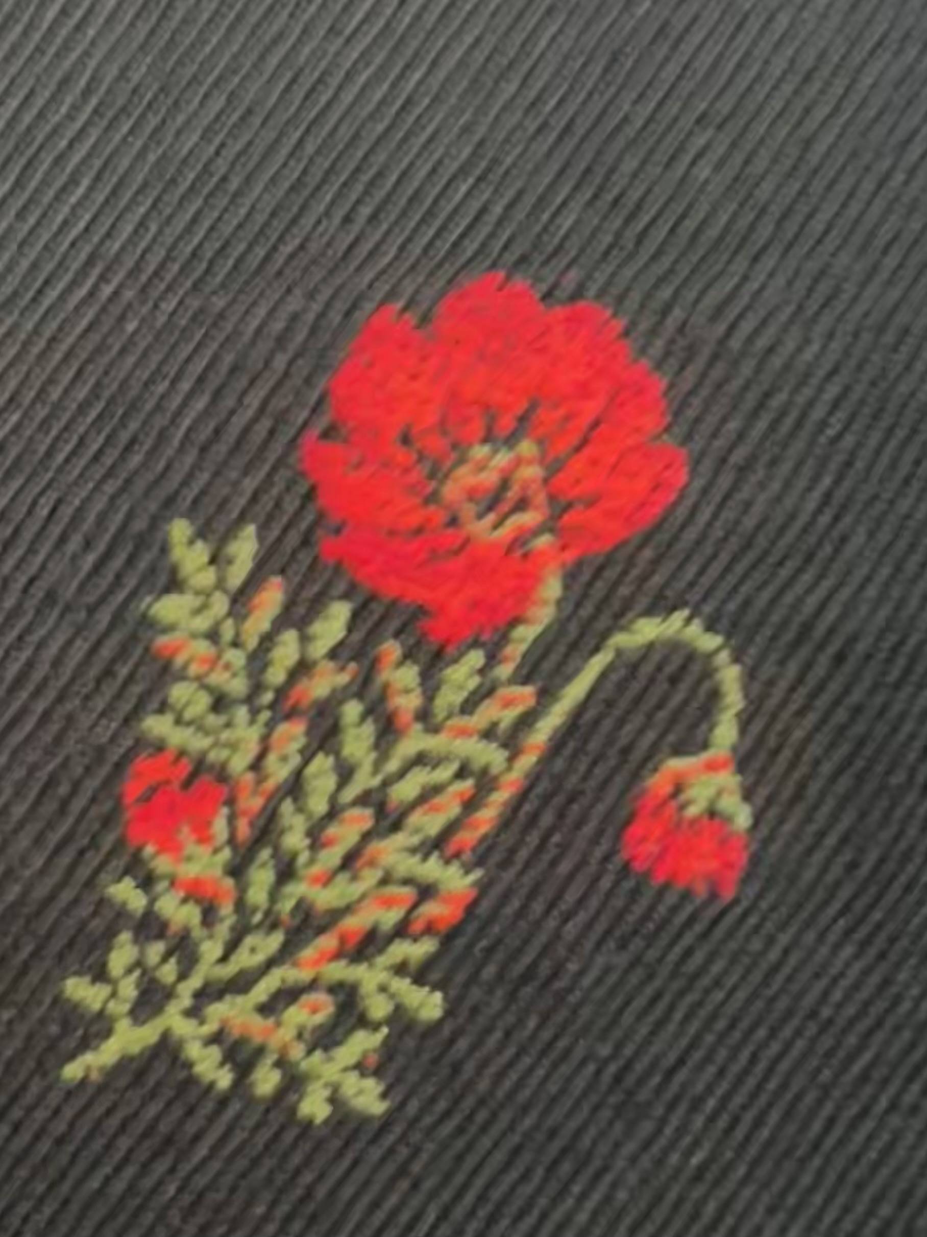 Pure Wool Poppy Flower Jacquard in Black