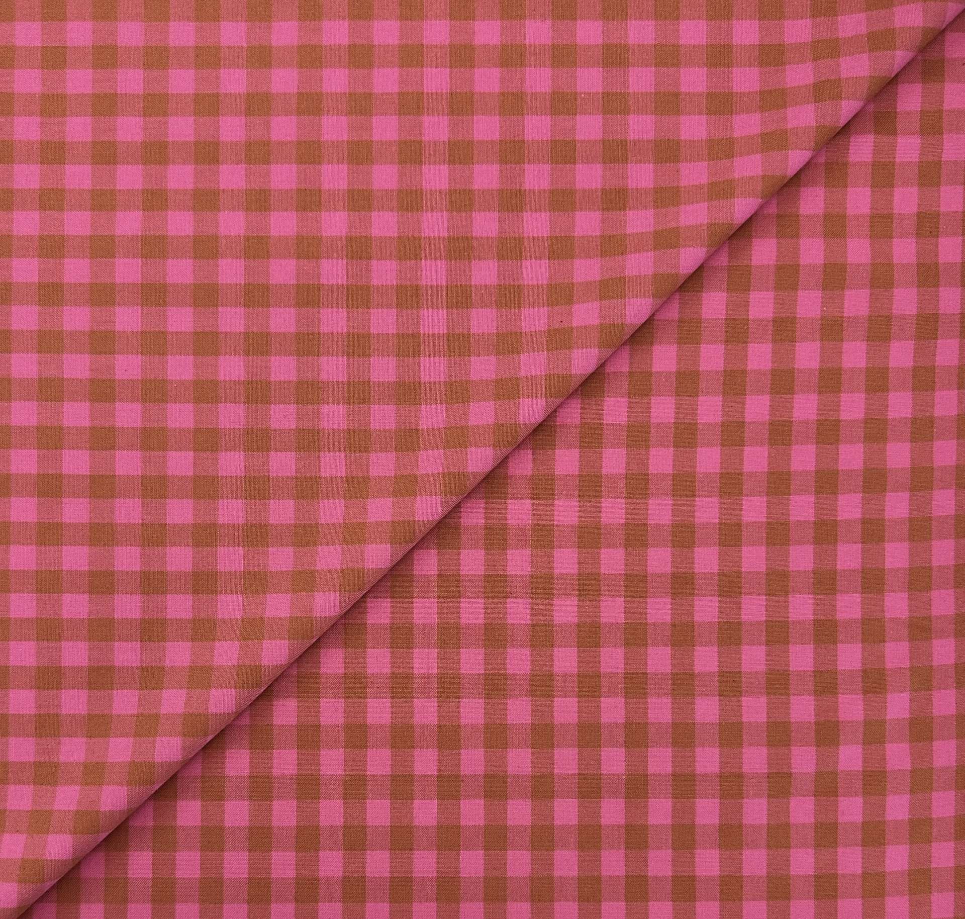 Cotton Gingham Check in Dragon Fruit