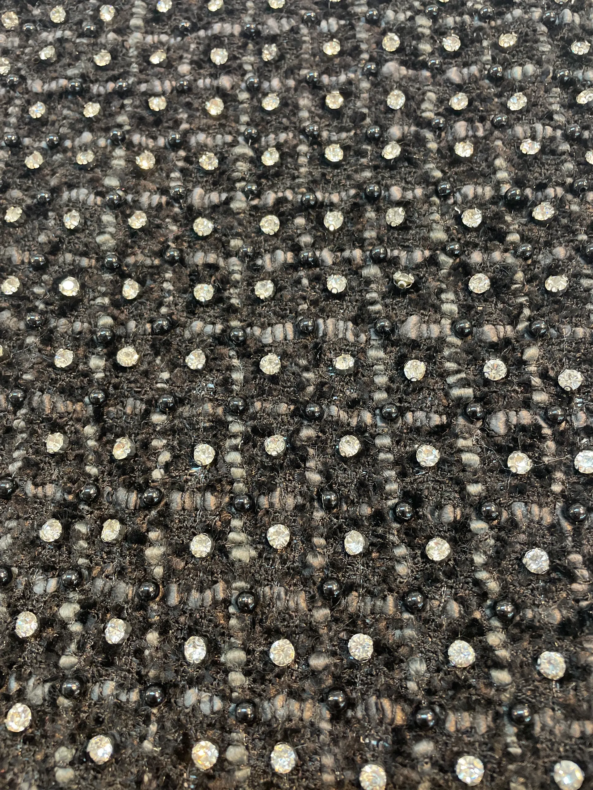 Crystal/Pearl Embellished Tweed in Black