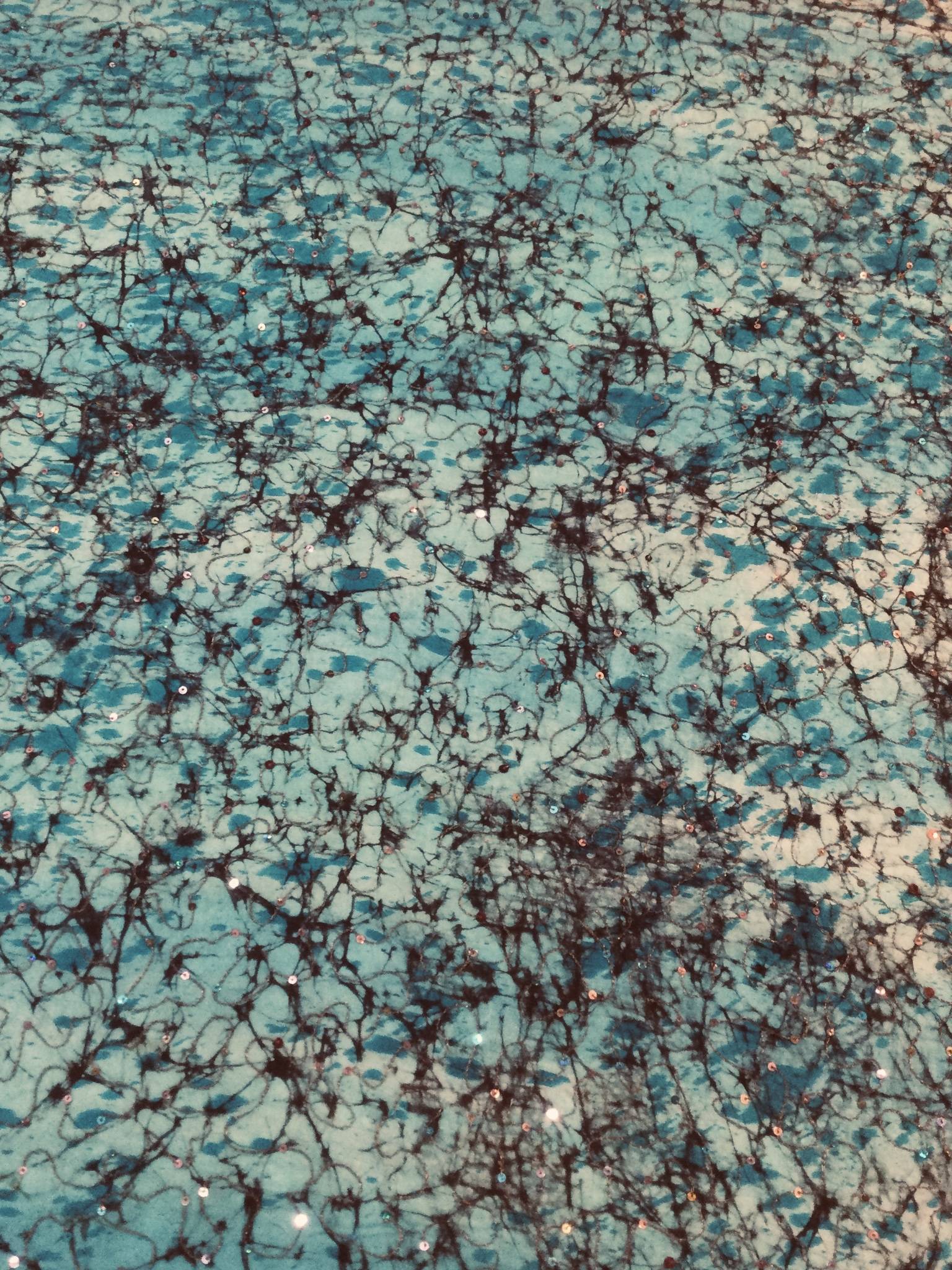 Sequins on Tissue Silk Shantung in Blues