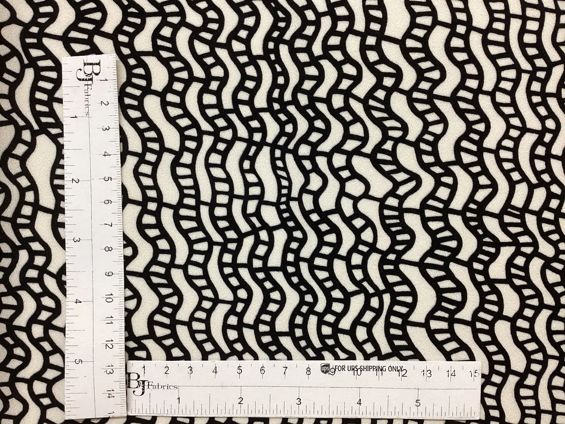 Printed Viscose Crepe Train Track Pattern Inspired In Black & Ivory