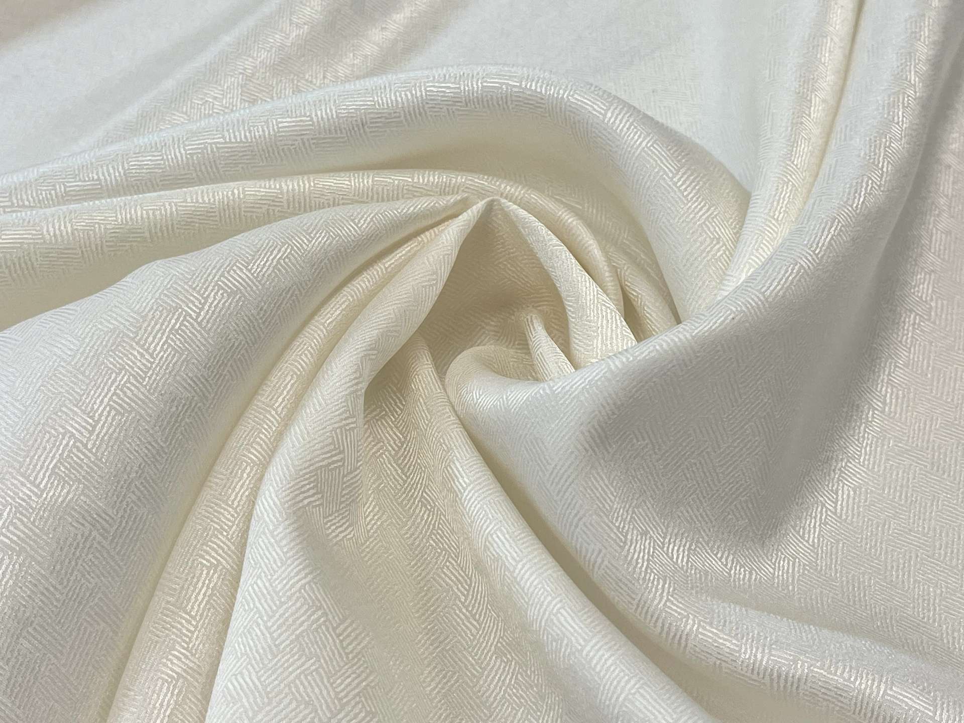 Made in Italy 100% Silk Basketweave Jacquard in Off-White