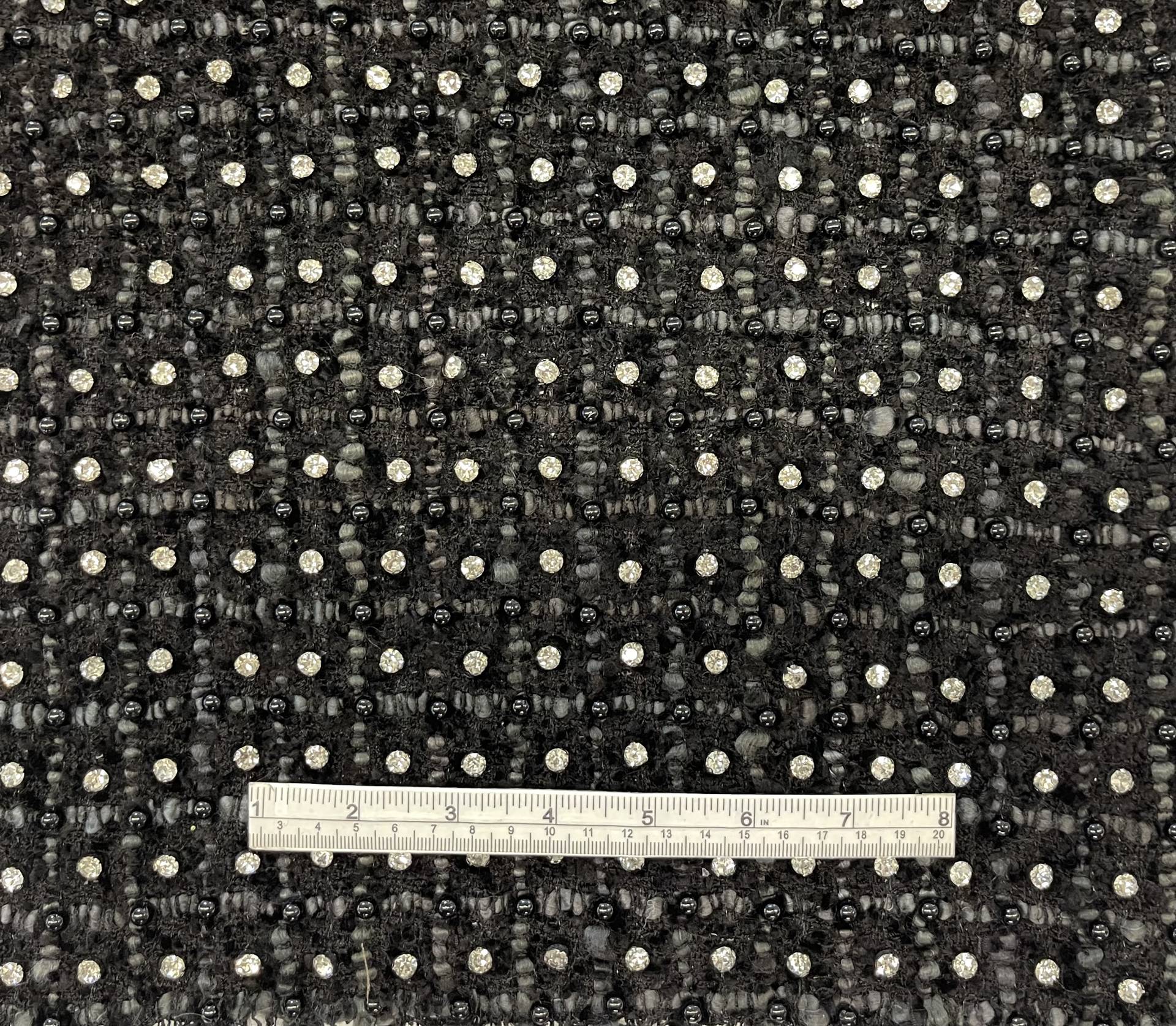 Crystal/Pearl Embellished Tweed in Black