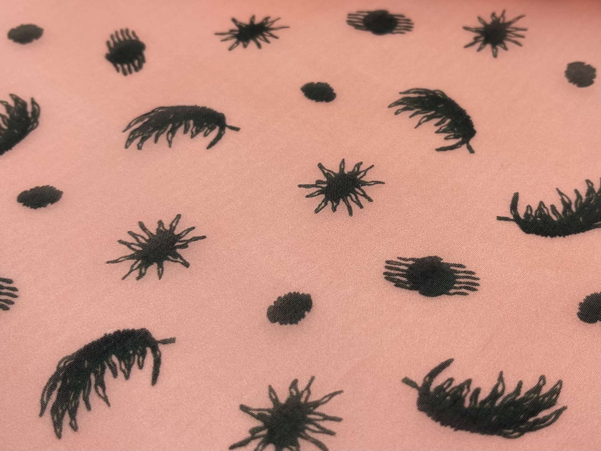 100% Silk Satin Organza Print Fabric in Warehouse
