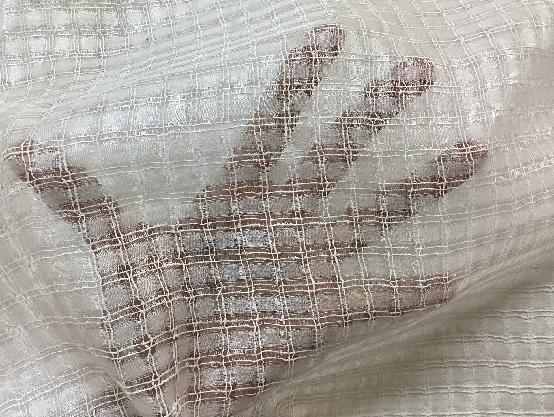 100% Silk Novelty Checkerboard Pattern In Eggshell