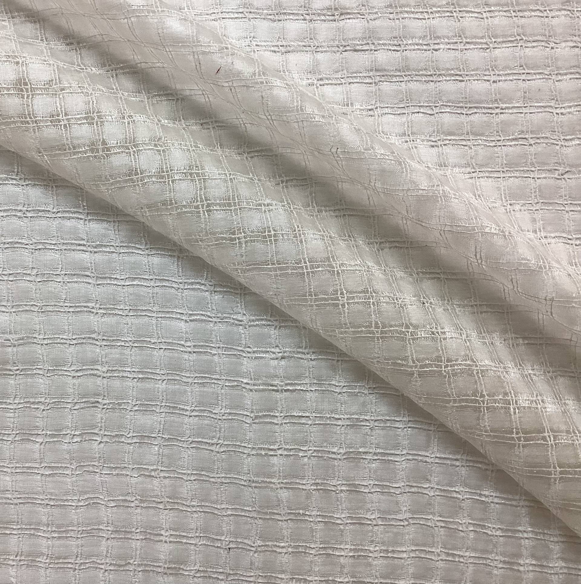 100% Silk Novelty Checkerboard Pattern In Eggshell