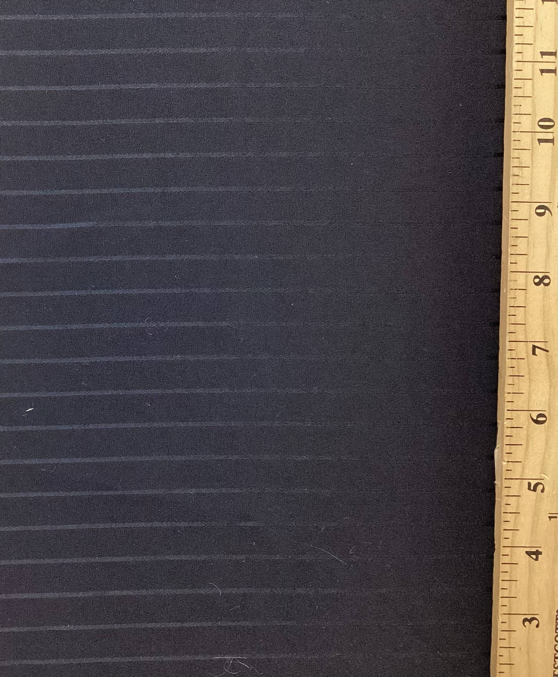 100% 4 Ply Silk Crepe Shadow Stripe in Midnight Navy
